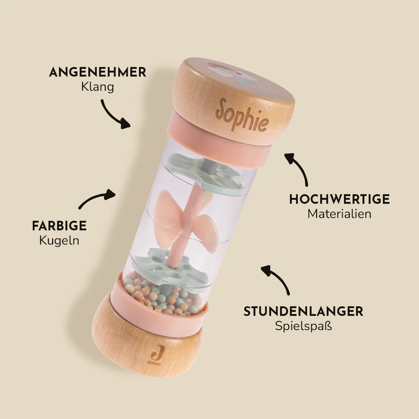 Personalisierte Regenmacher Rassel "Kleine Entdecker"