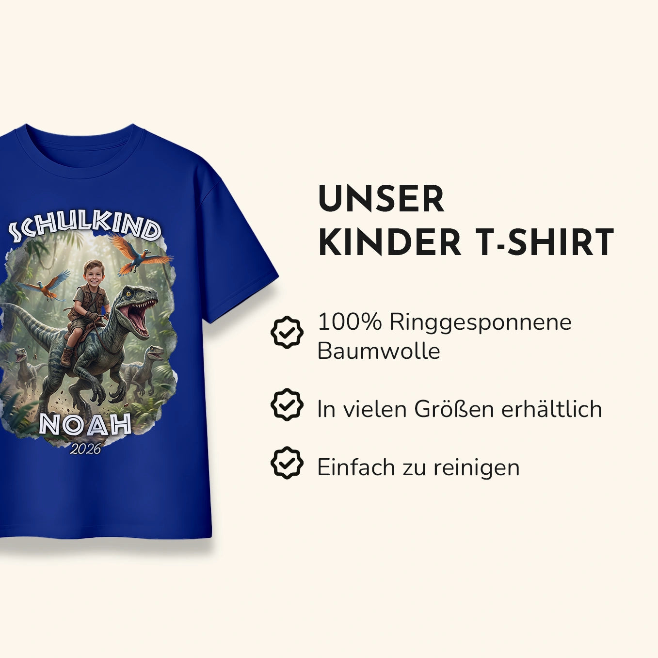 Personalisiertes T-Shirt "Schulkind Dino"
