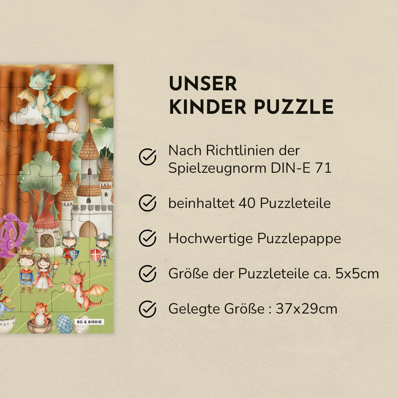 Personalisiertes Kinderpuzzle "Ritter" - Bo & Birdie