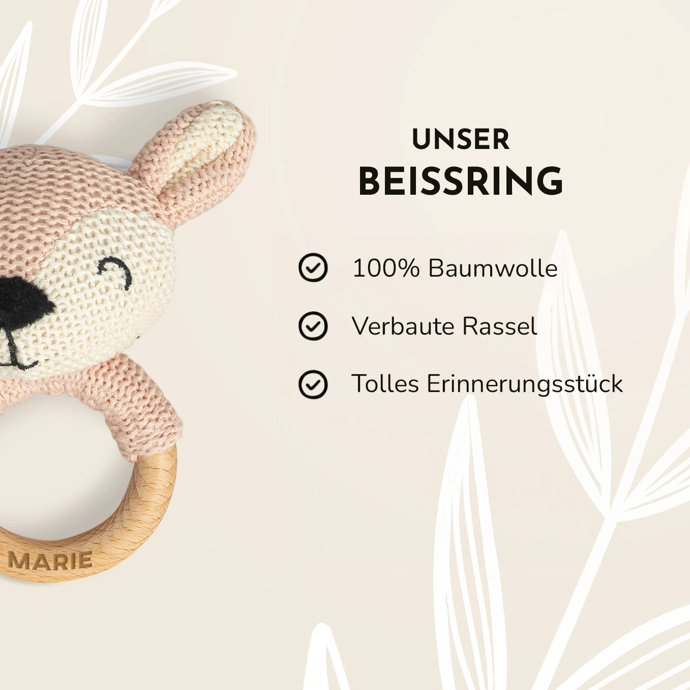 Personalisierter Beissring "Pastell"