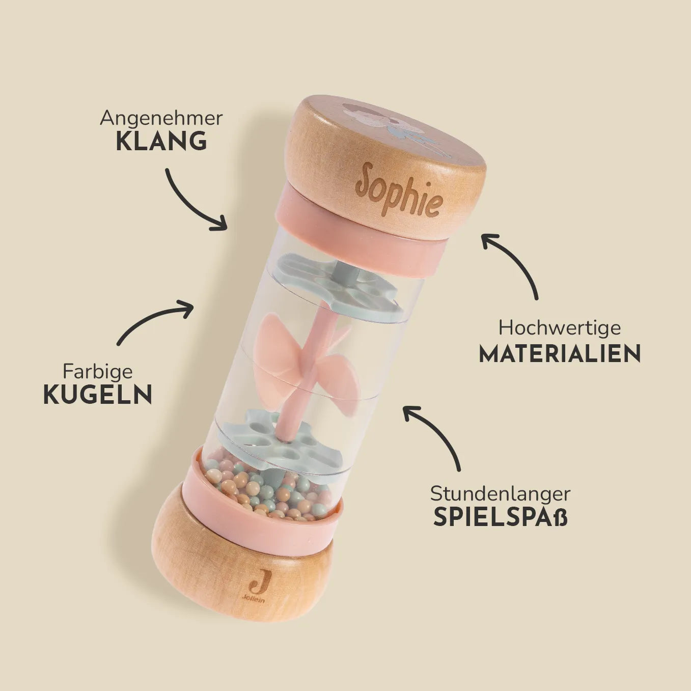 Personalisierte Regenmacher Rassel "Kleine Entdecker"