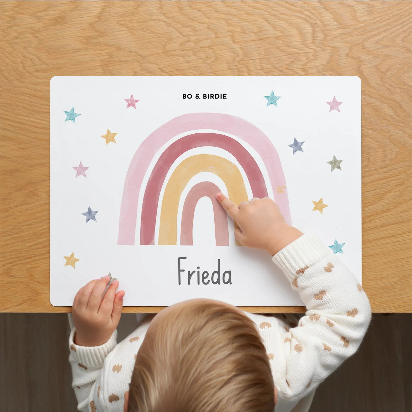Personalisierte Tischunterlage "Regenbogen"