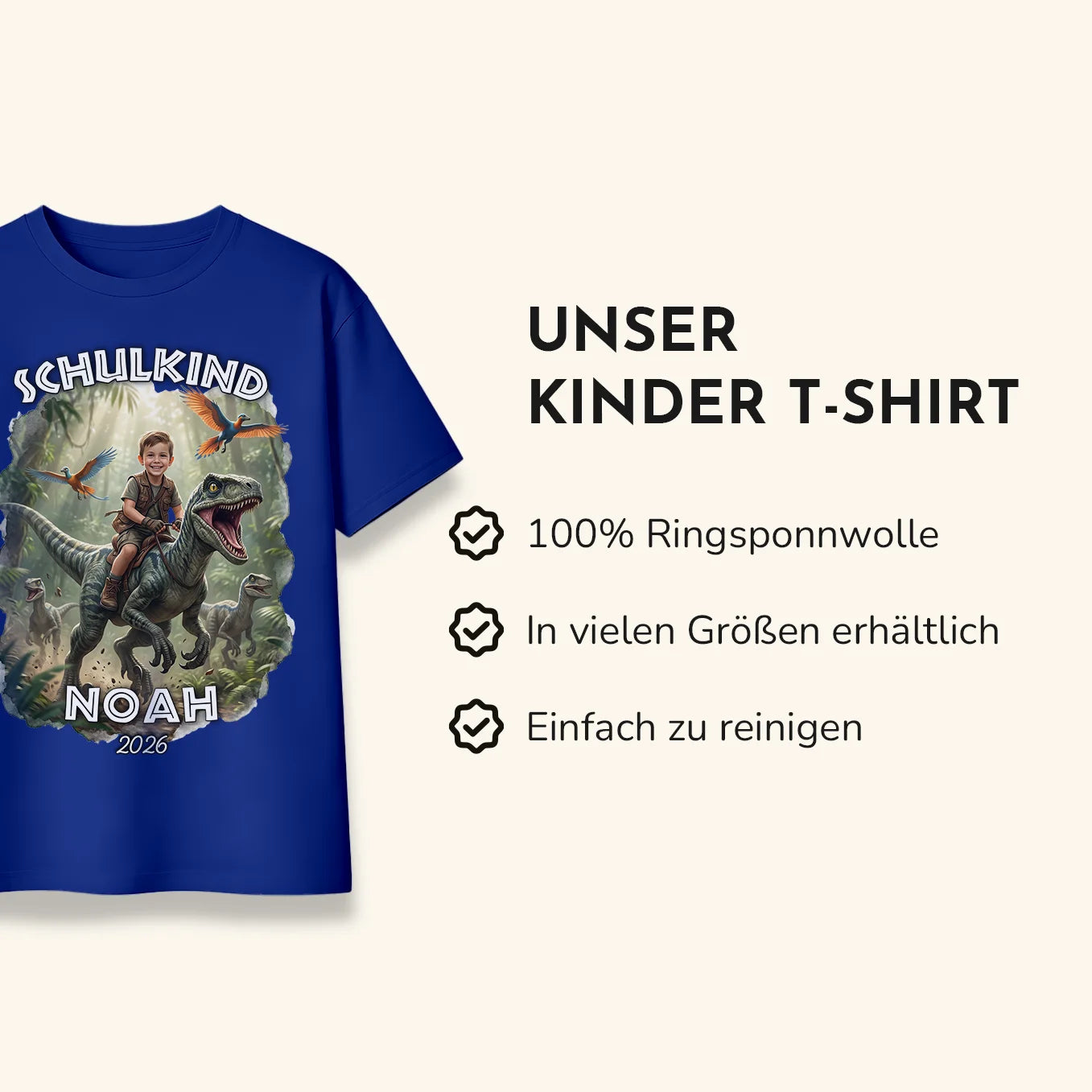 Personalisiertes T-Shirt "Schulkind Dino"