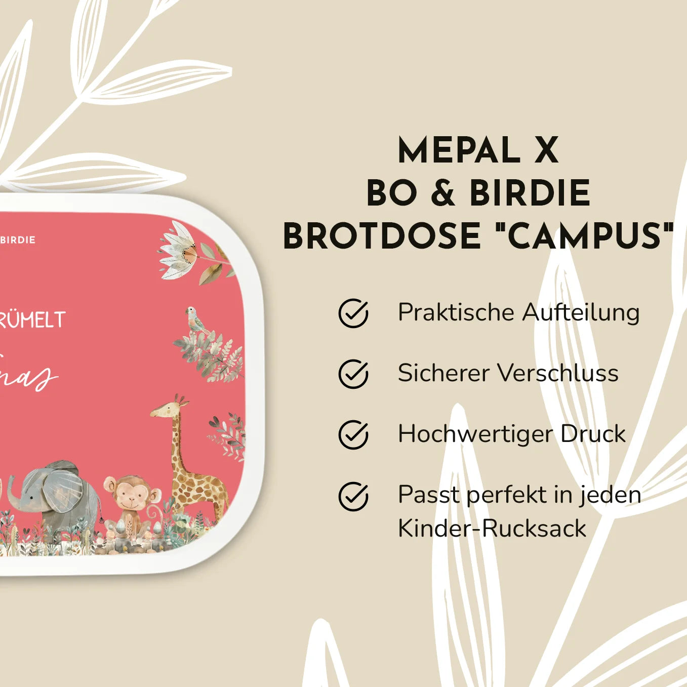 Personalisierte Mepal Brotdose "Safari Tiere" Bo & Birdie