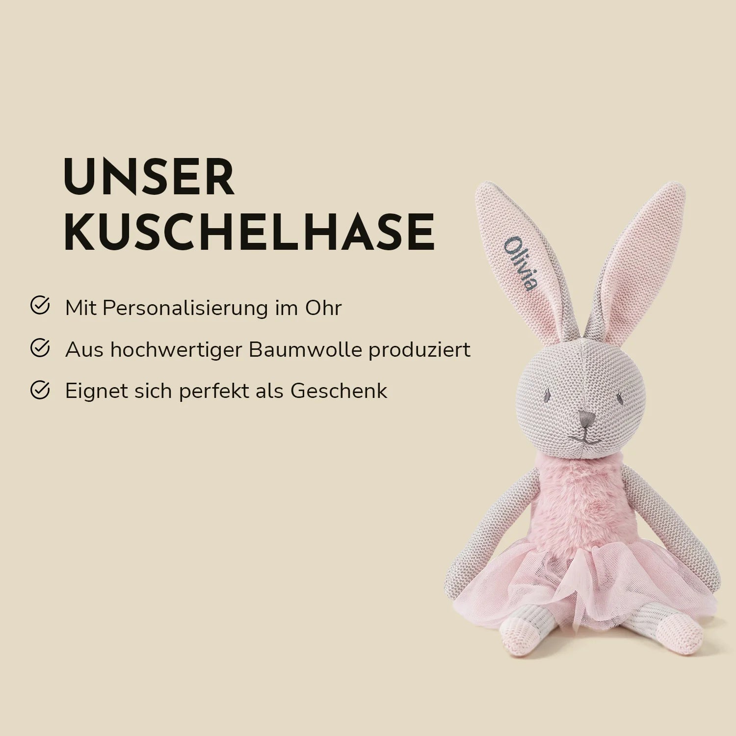Personalisiertes Kuscheltier "Hase"