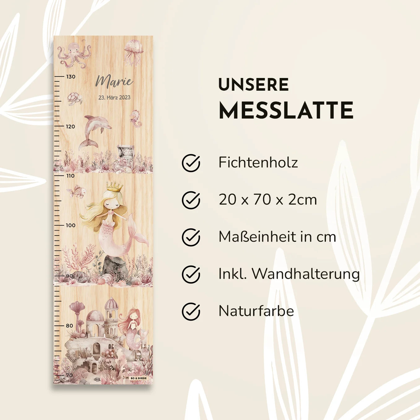 Personalisierte Messlatte "Meerjungfrau"