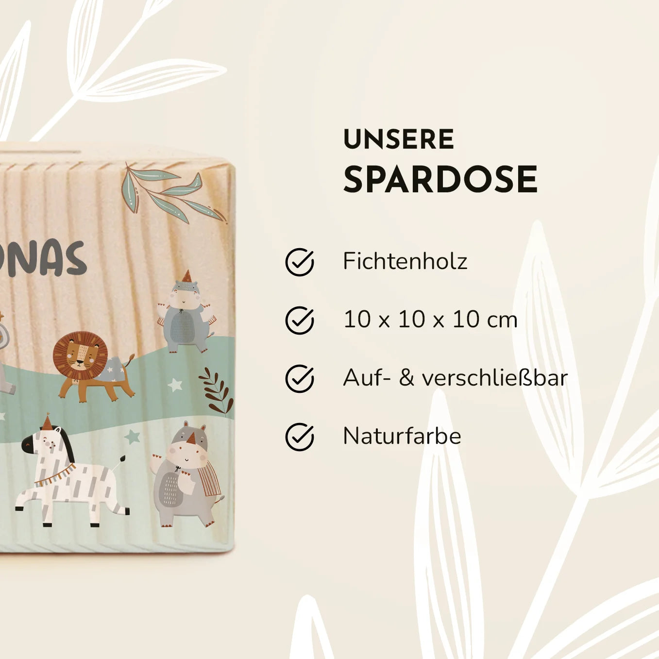 Personalisierte Holzspardose "Magie"