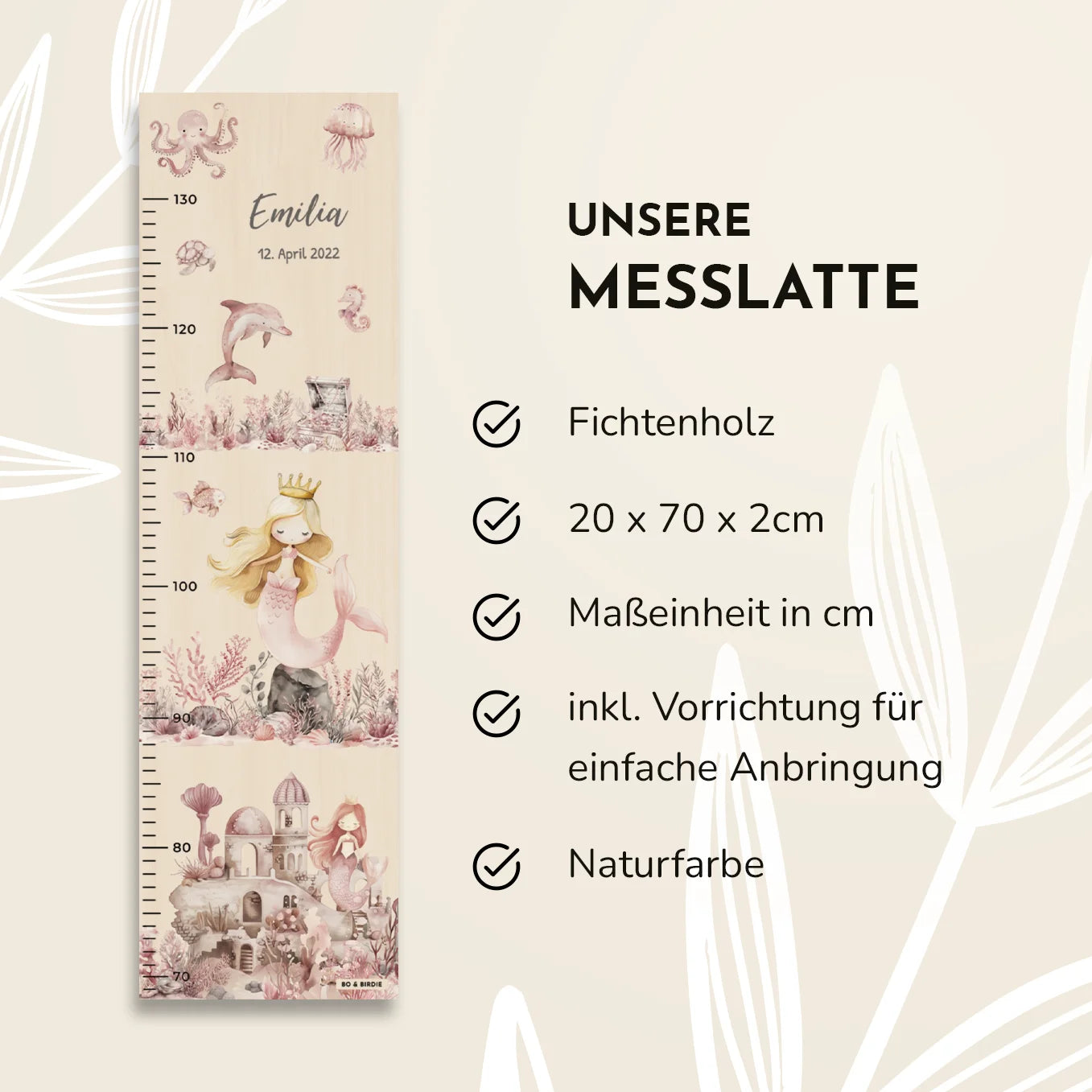 Personalisierte Messlatte "Meerjungfrau"