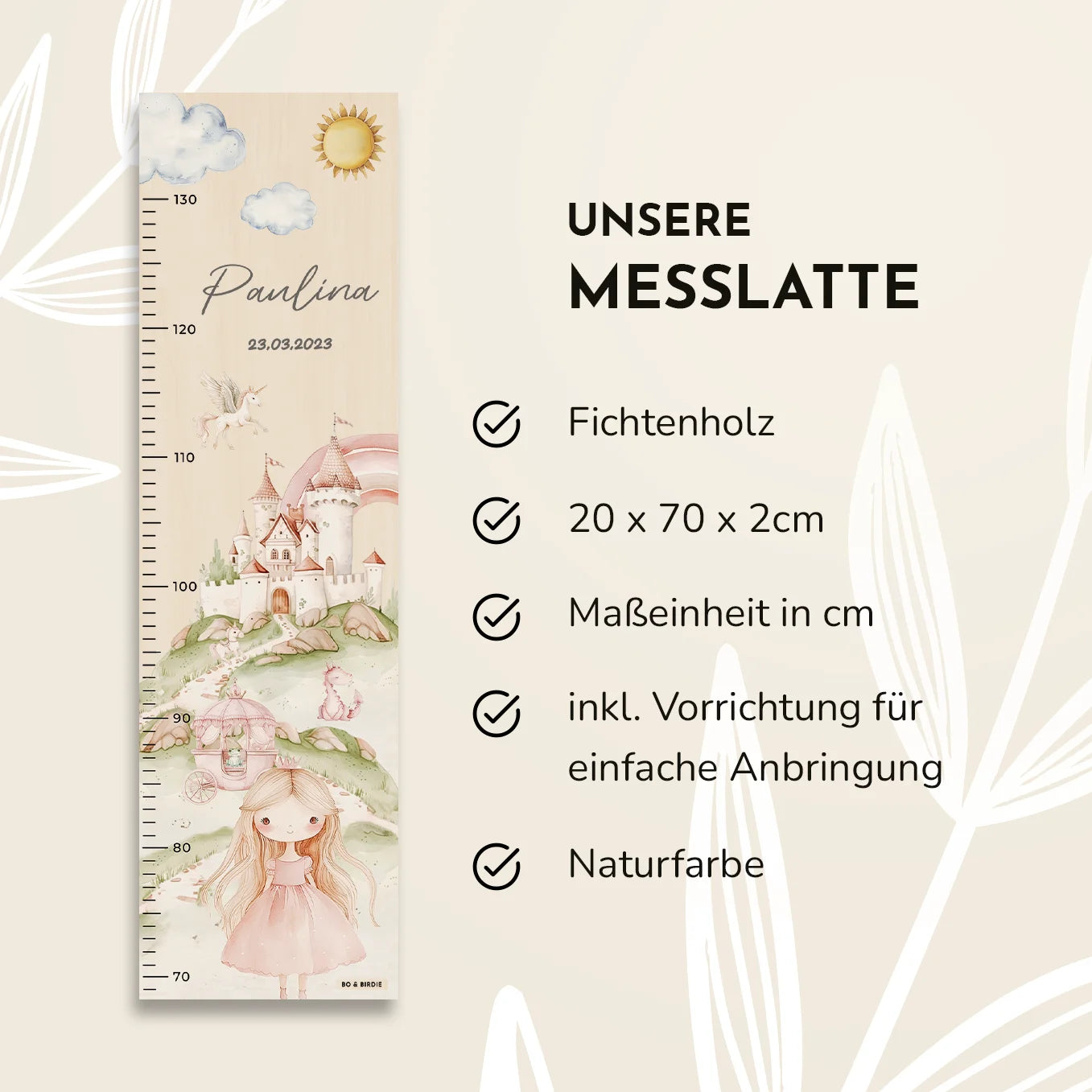 Personalisierte Messlatte "Prinzessin"