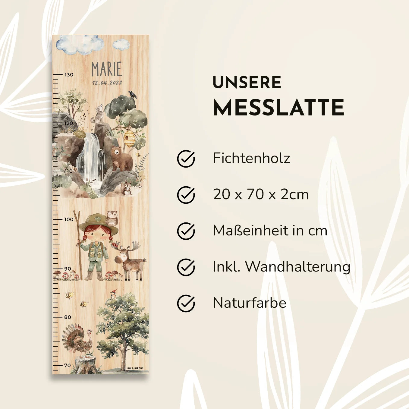 Personalisierte Messlatte "Wildnis"