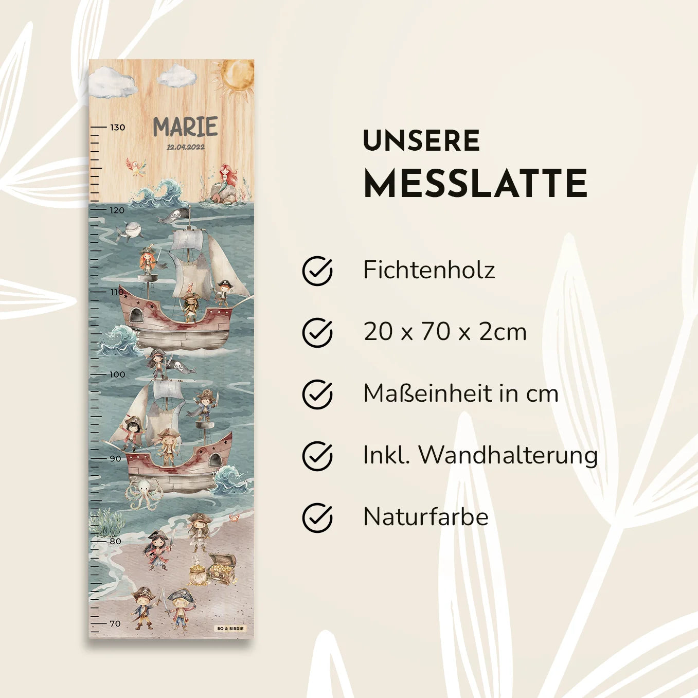 Personalisierte Messlatte "Schatzinsel"