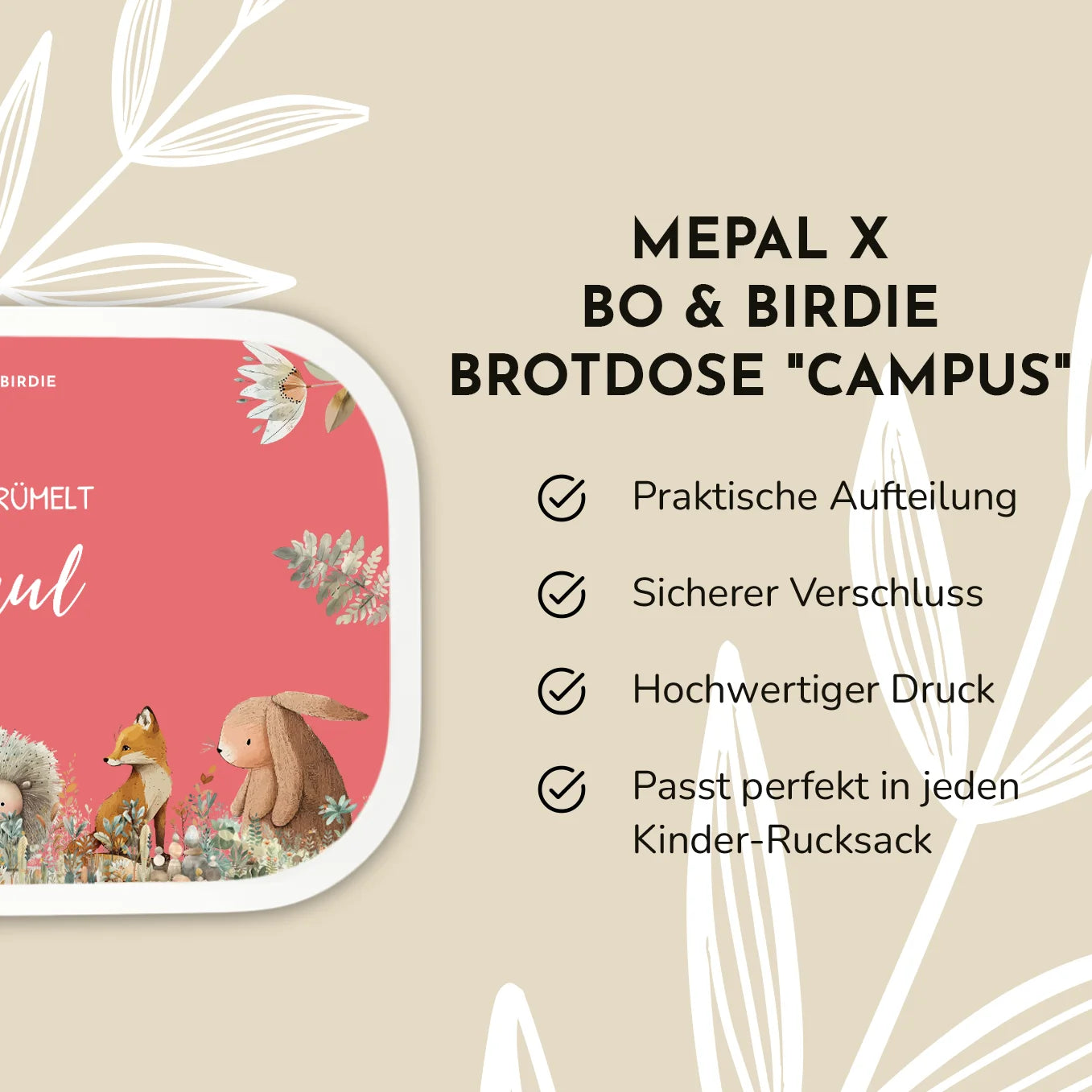 Personalisierte Mepal Brotdose "Aquarell Tiere im Wald" Bo & Birdie