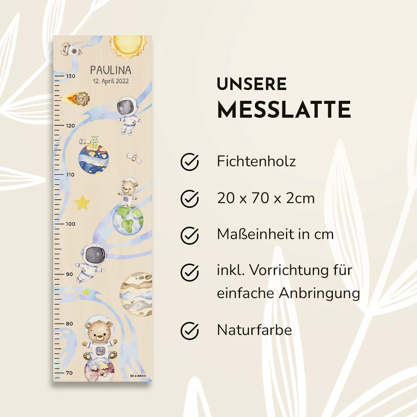 Personalisierte Messlatte "Weltall Astronauten"