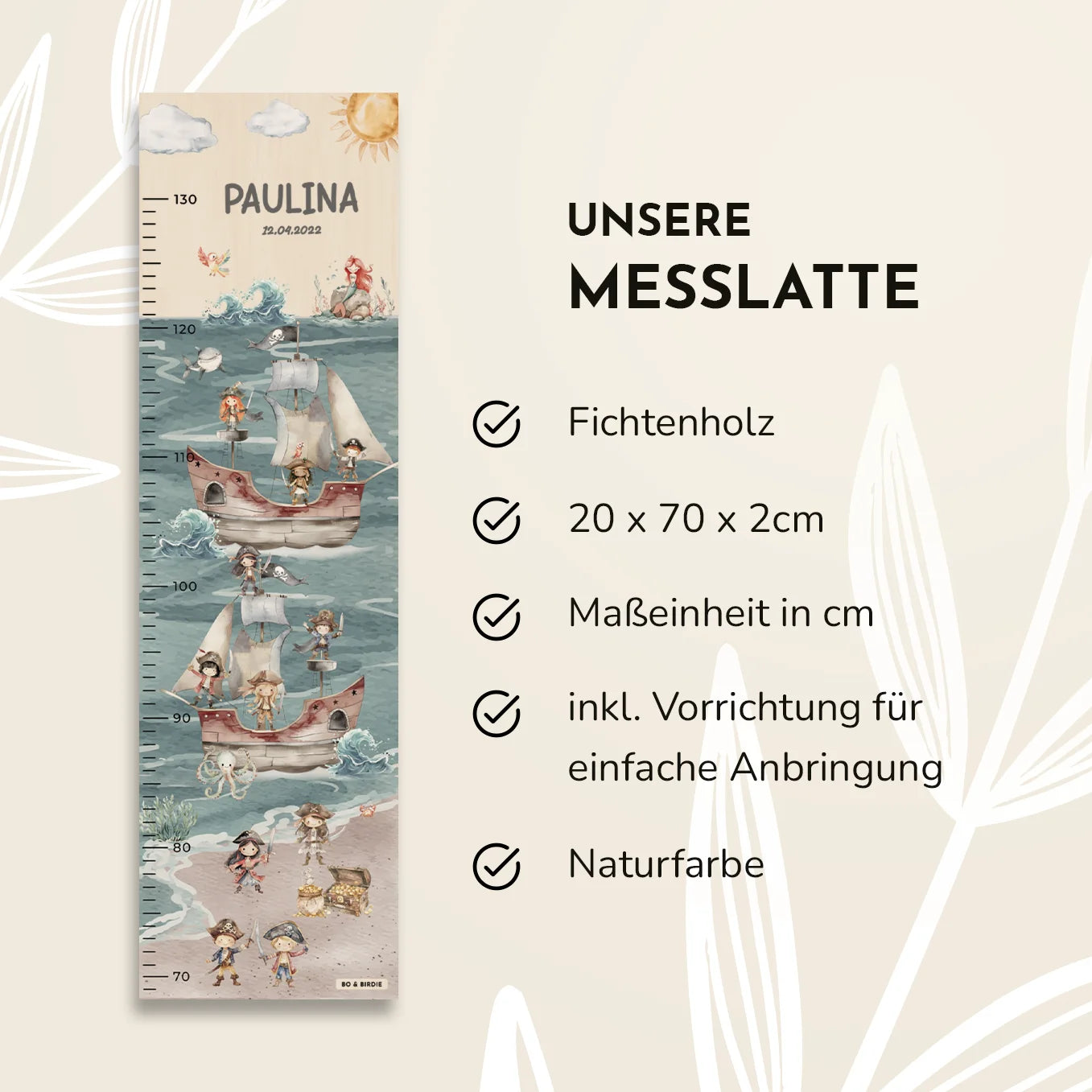 Personalisierte Messlatte "Schatzinsel"