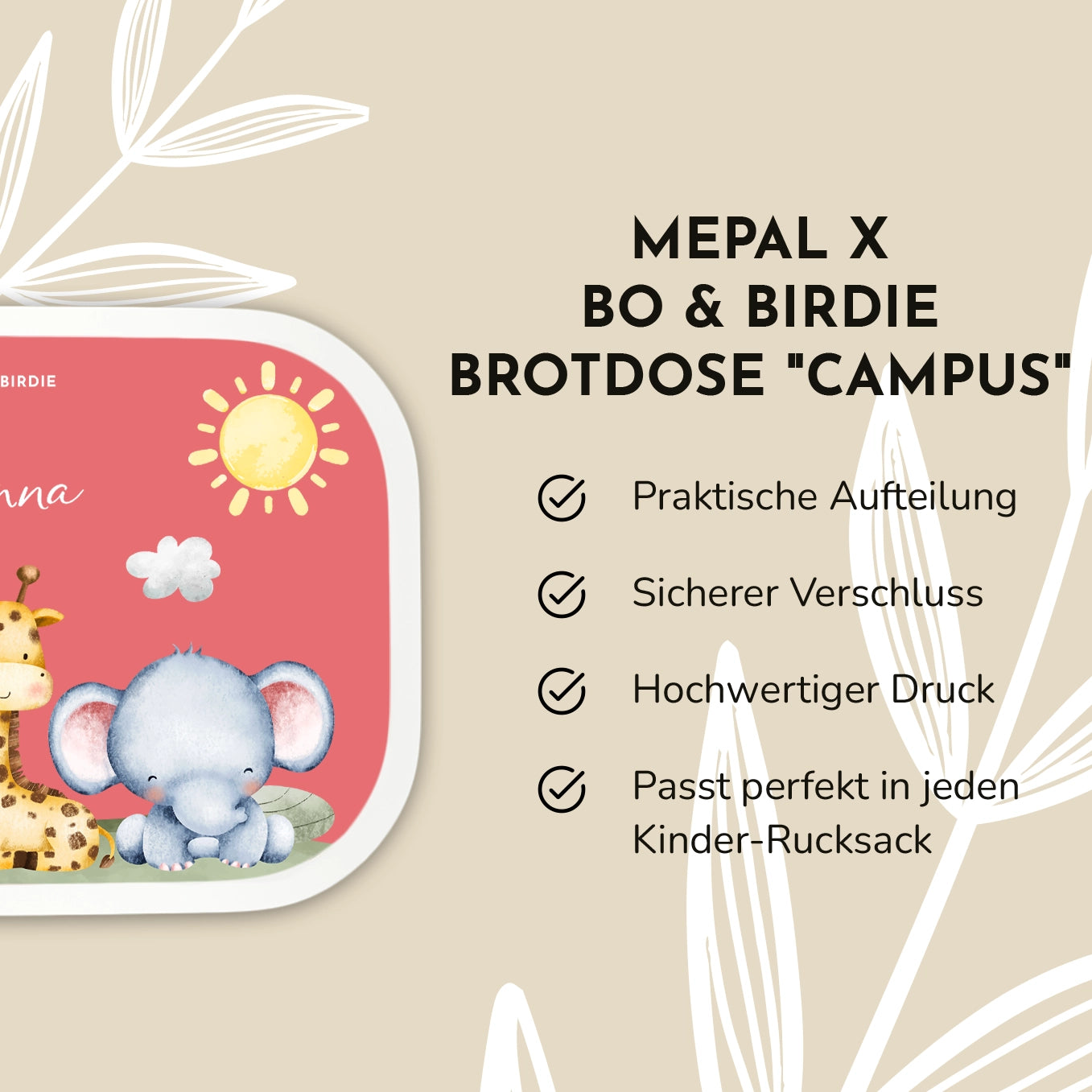 Personalisierte Mepal Brotdose "Mini Safari" Bo & Birdie