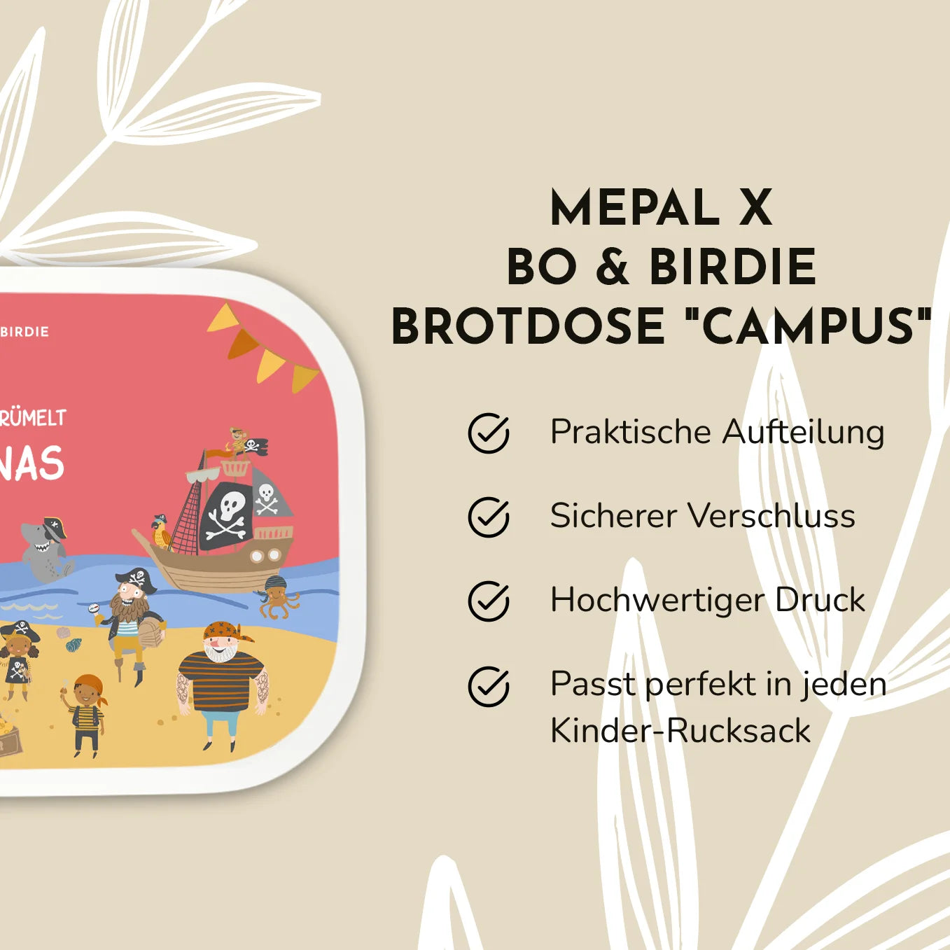 Personalisierte Mepal Brotdose "Piraten" Bo & Birdie