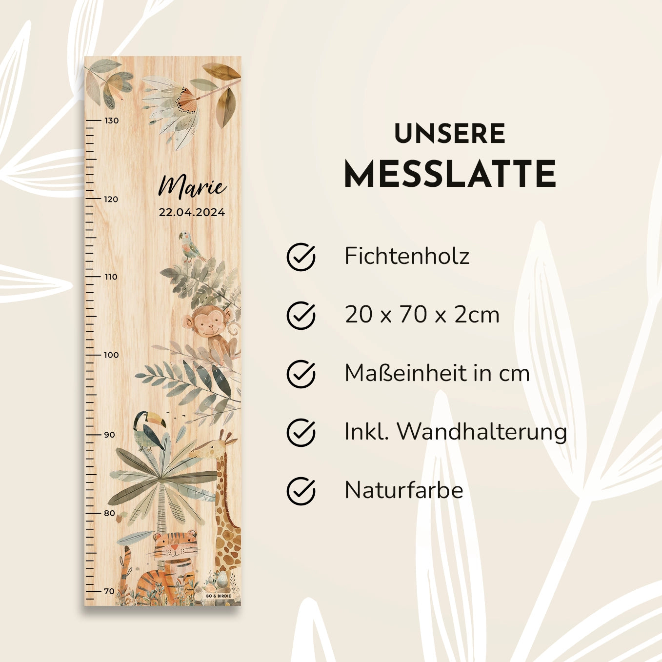 Personalisierte Messlatte "Safari" Bo & Birdie