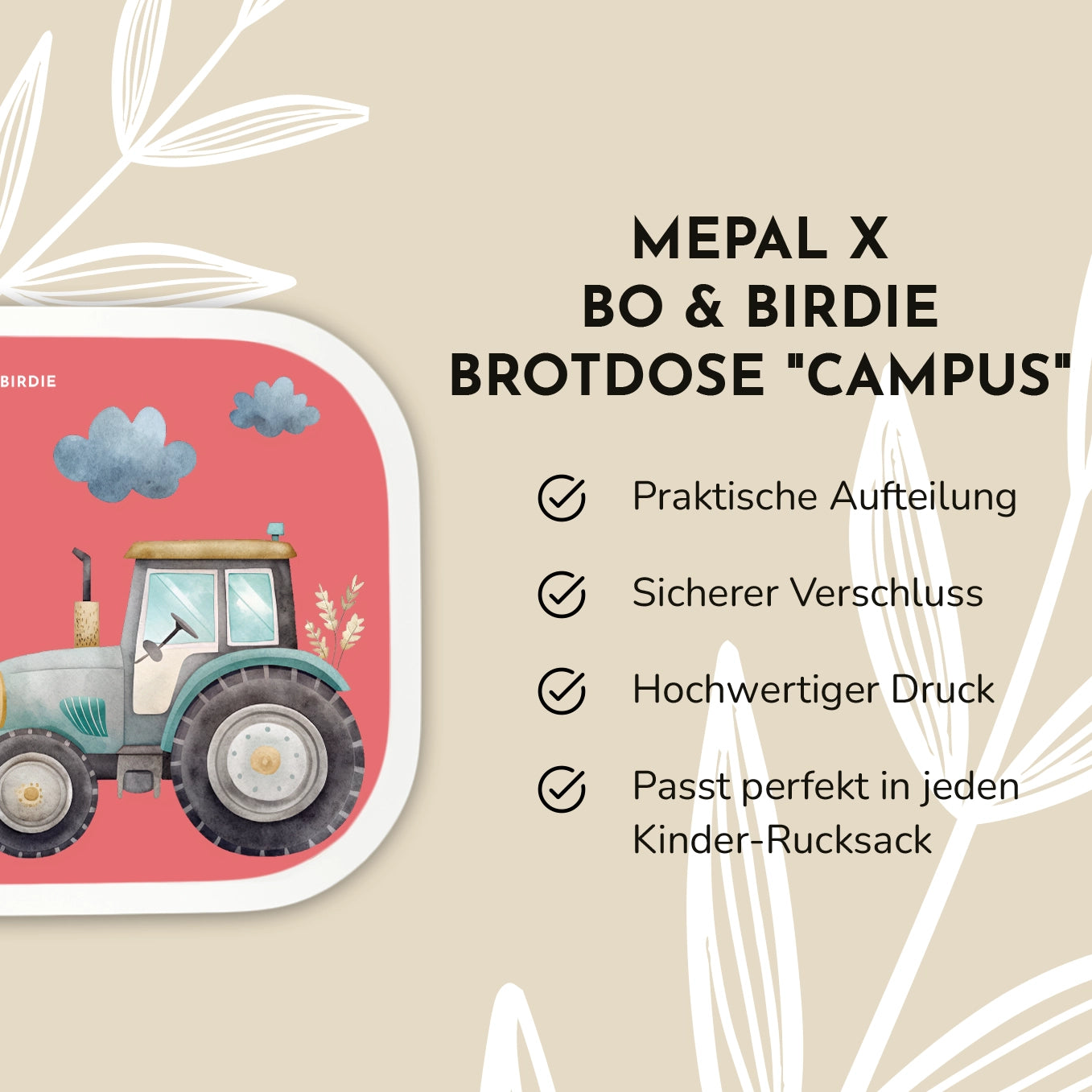 Personalisierte Mepal Brotdose "Traktor" Bo & Birdie