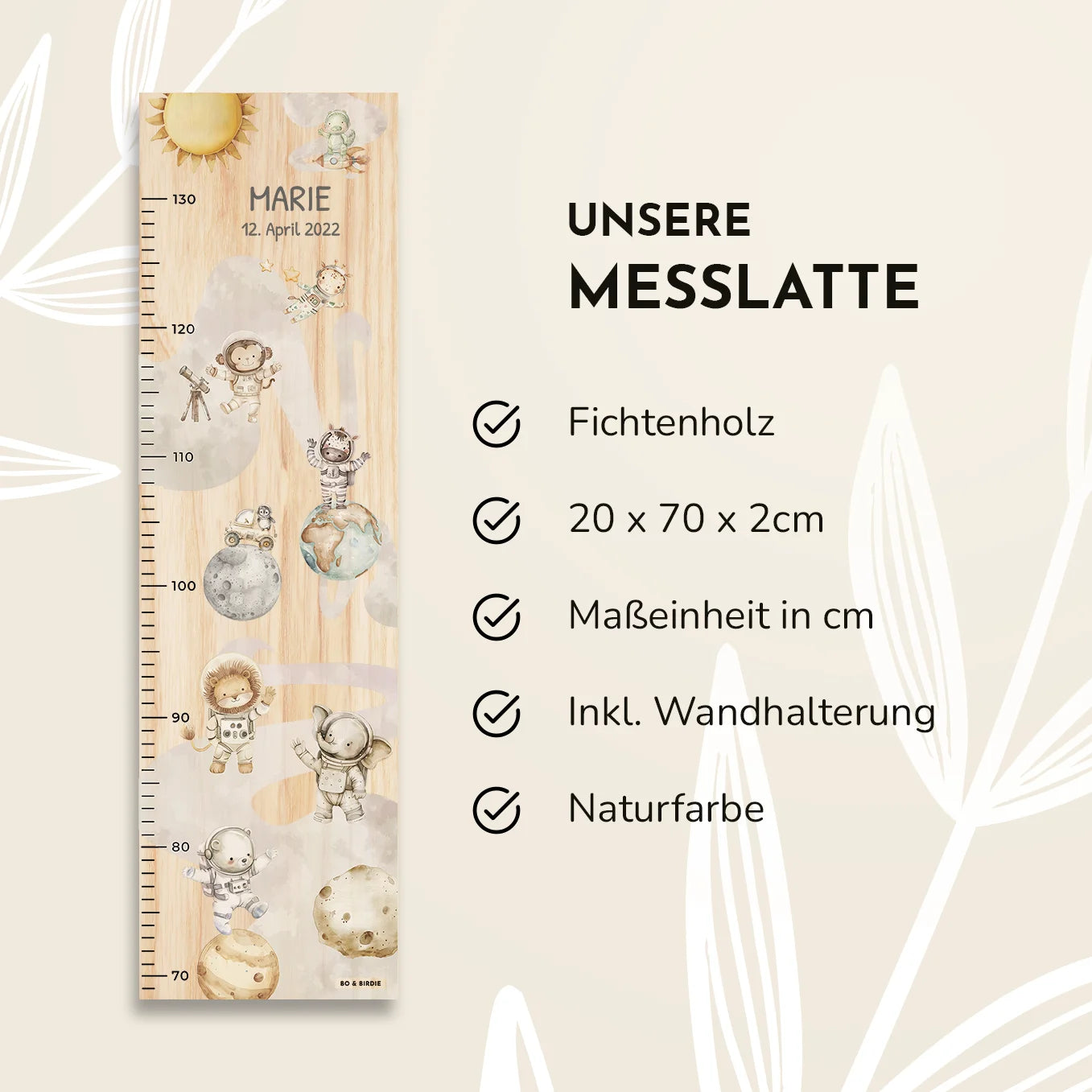 Personalisierte Messlatte "Weltall Safari"