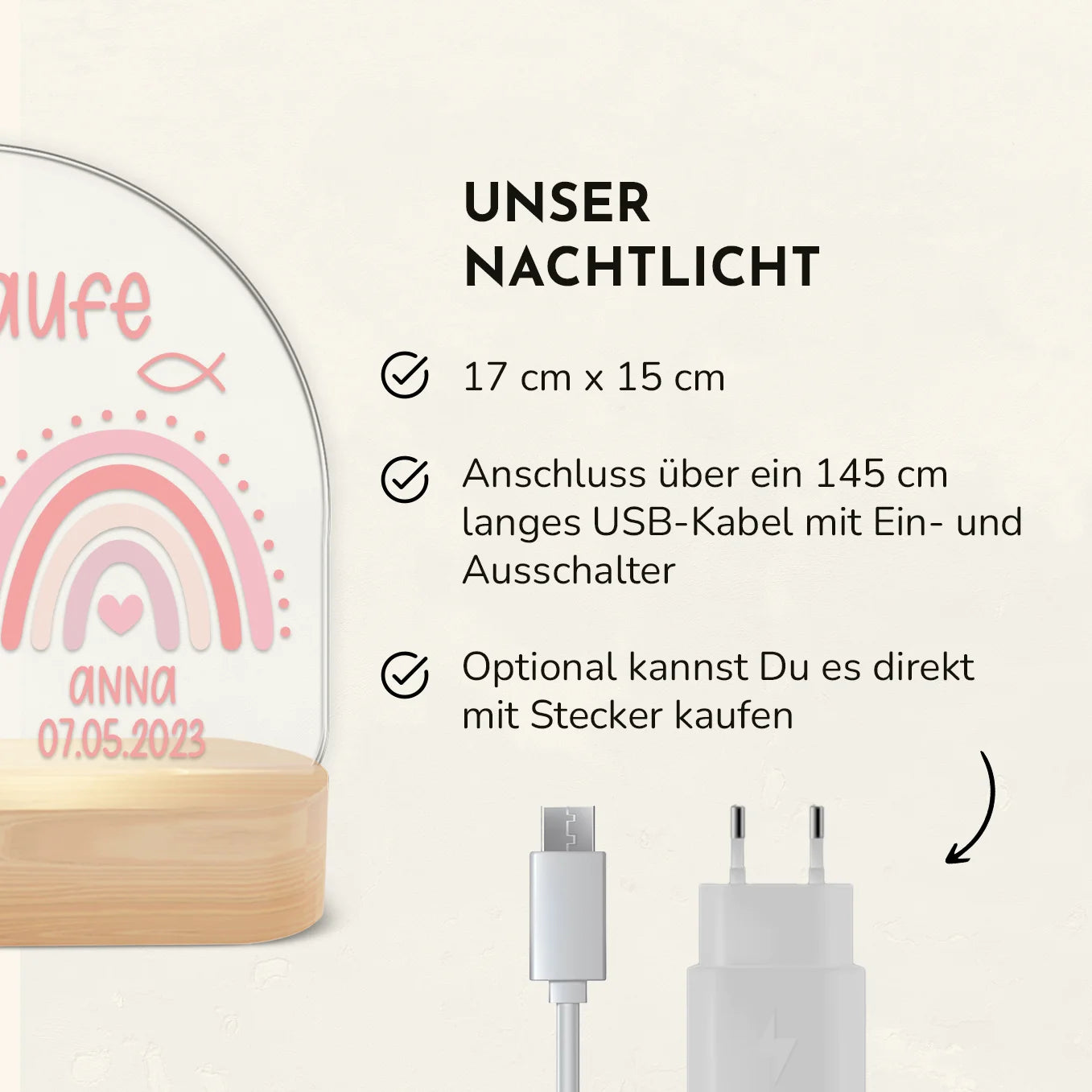 Personalisiertes Nachtlicht "Taufe"