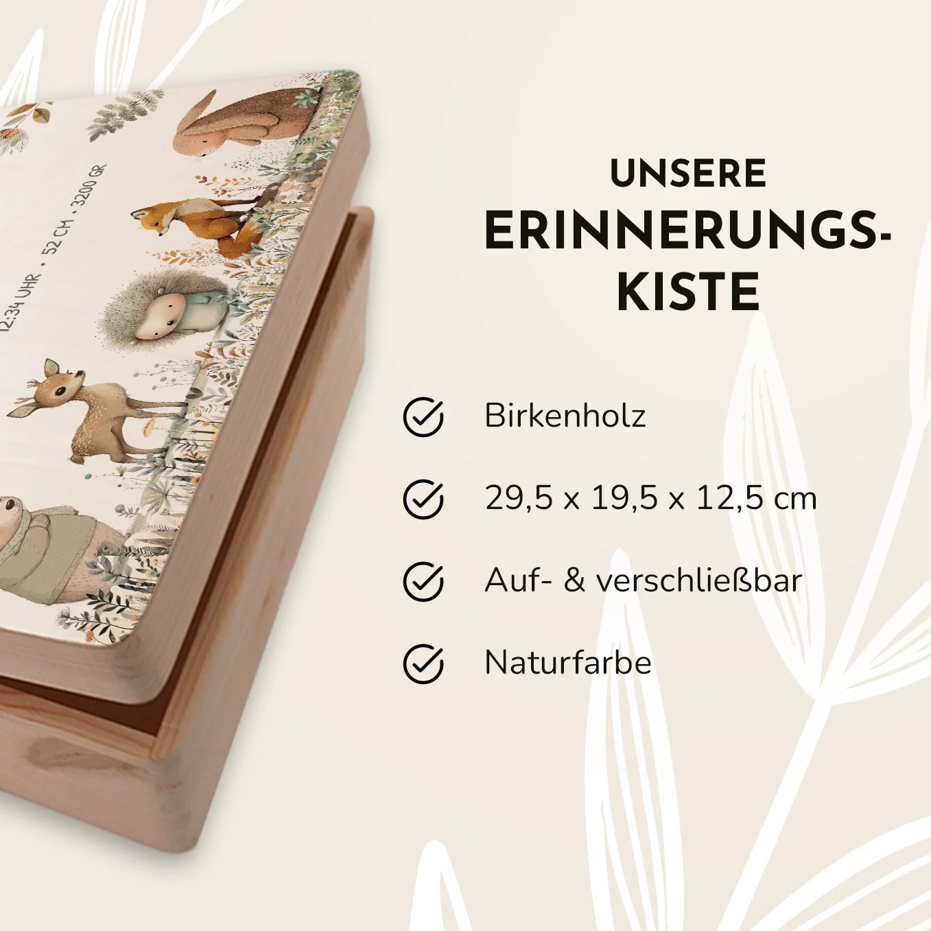 Personalisierte Erinnerungsbox "Aquarell Tiere Wald"