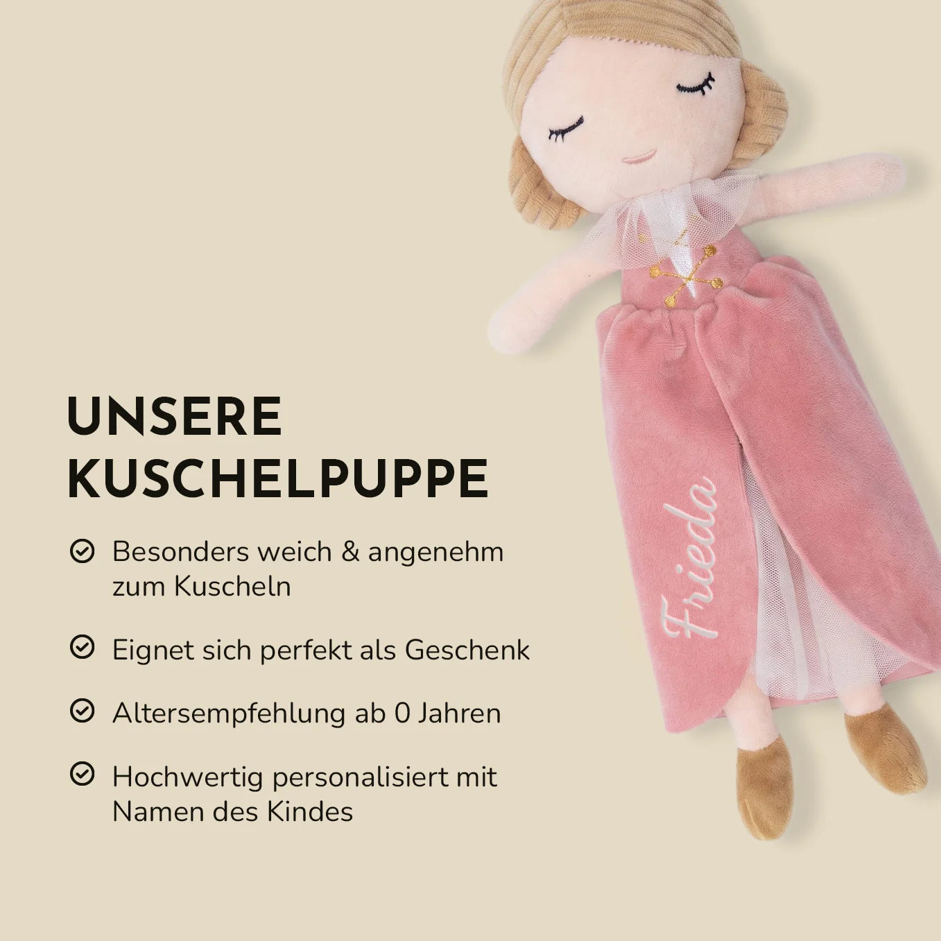 Personalisierte Kuschelpuppe "Prinzessin"