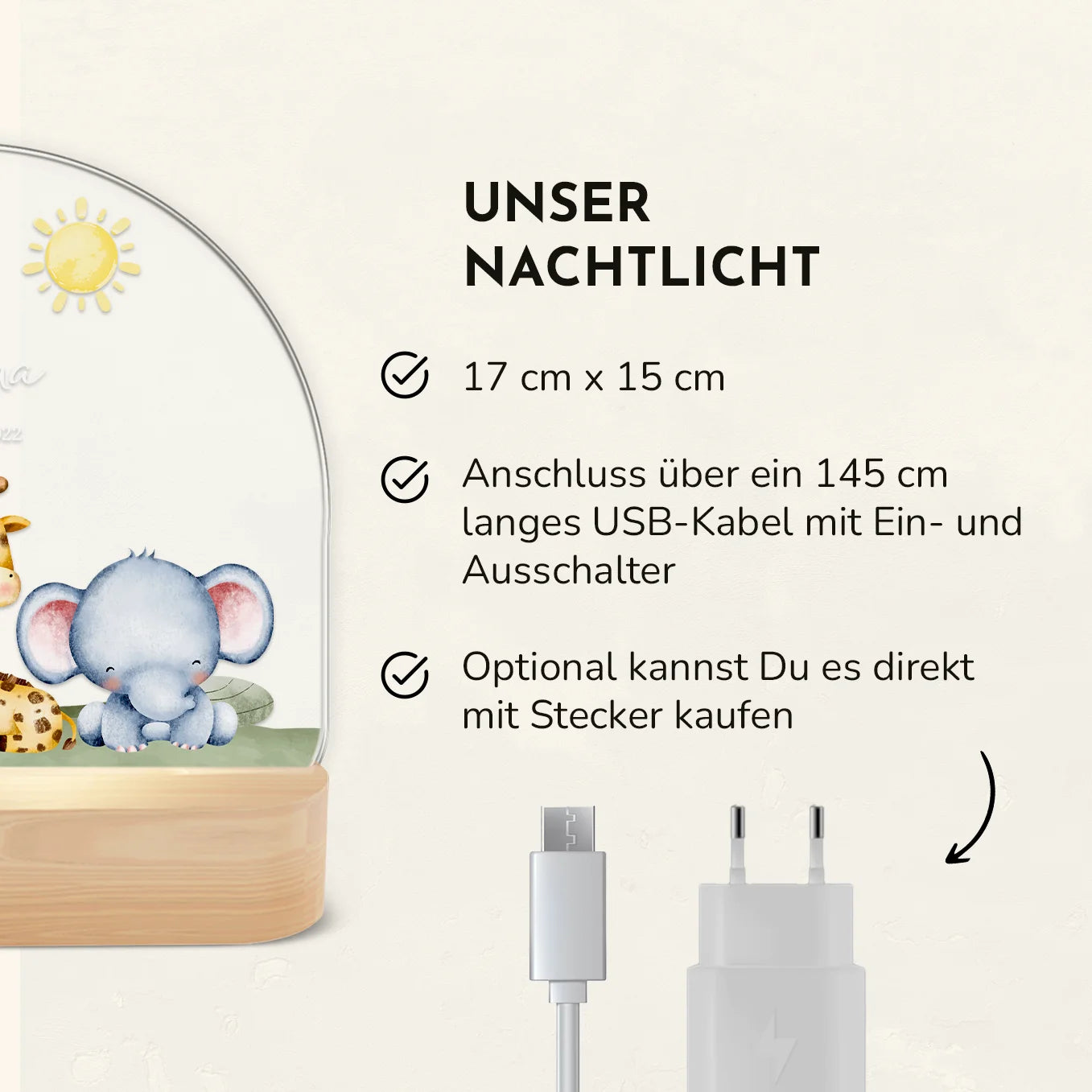 Personalisiertes Nachtlicht "Safari"