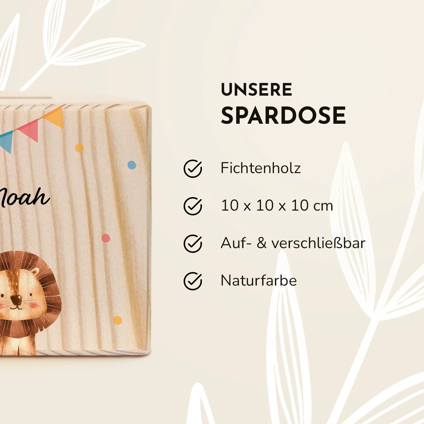 Personalisierte Holzspardose "Konfetti"