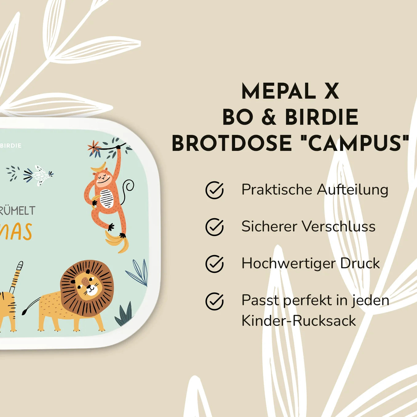 Personalisierte Mepal Brotdose "Mint Safari" Bo & Birdie