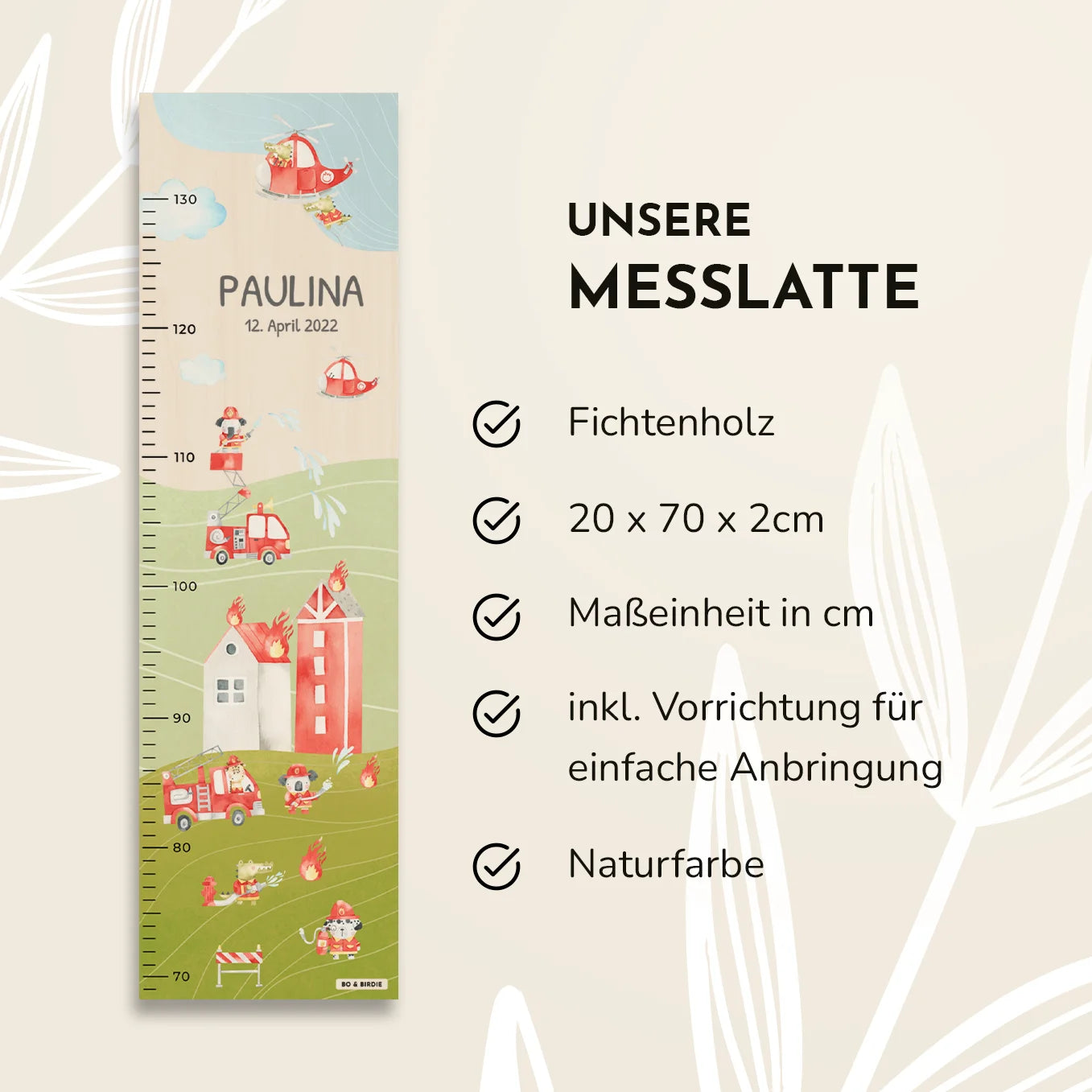Personalisierte Messlatte "Feuerwehr"