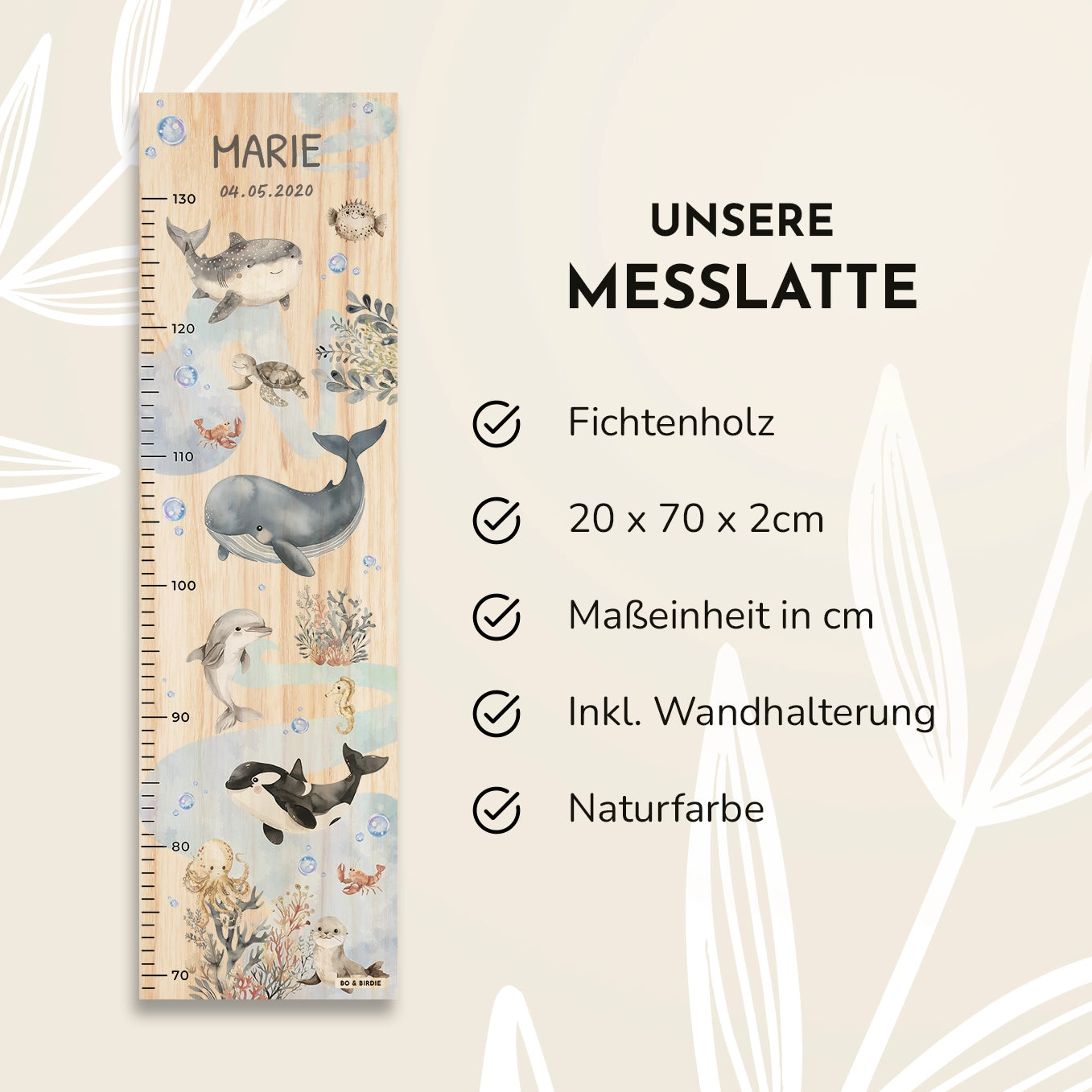 Personalisierte Messlatte "Ozean" Bo & Birdie