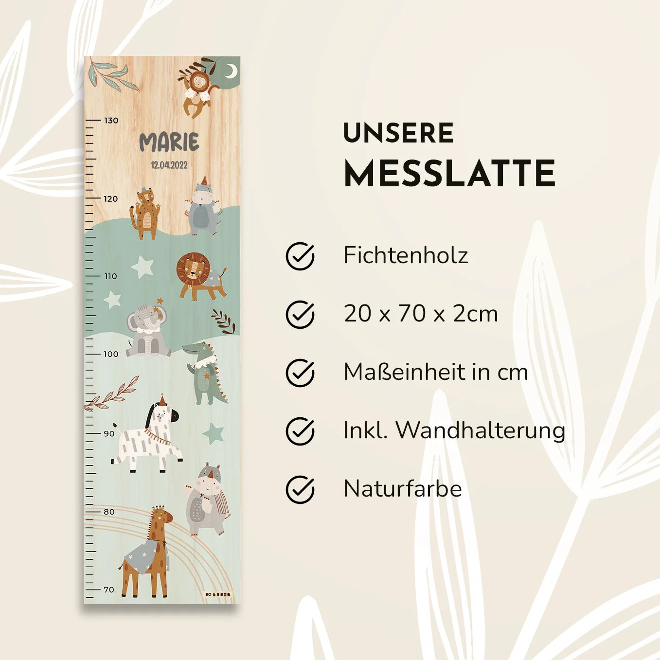 Personalisierte Messlatte "Magie" Bo & Birdie