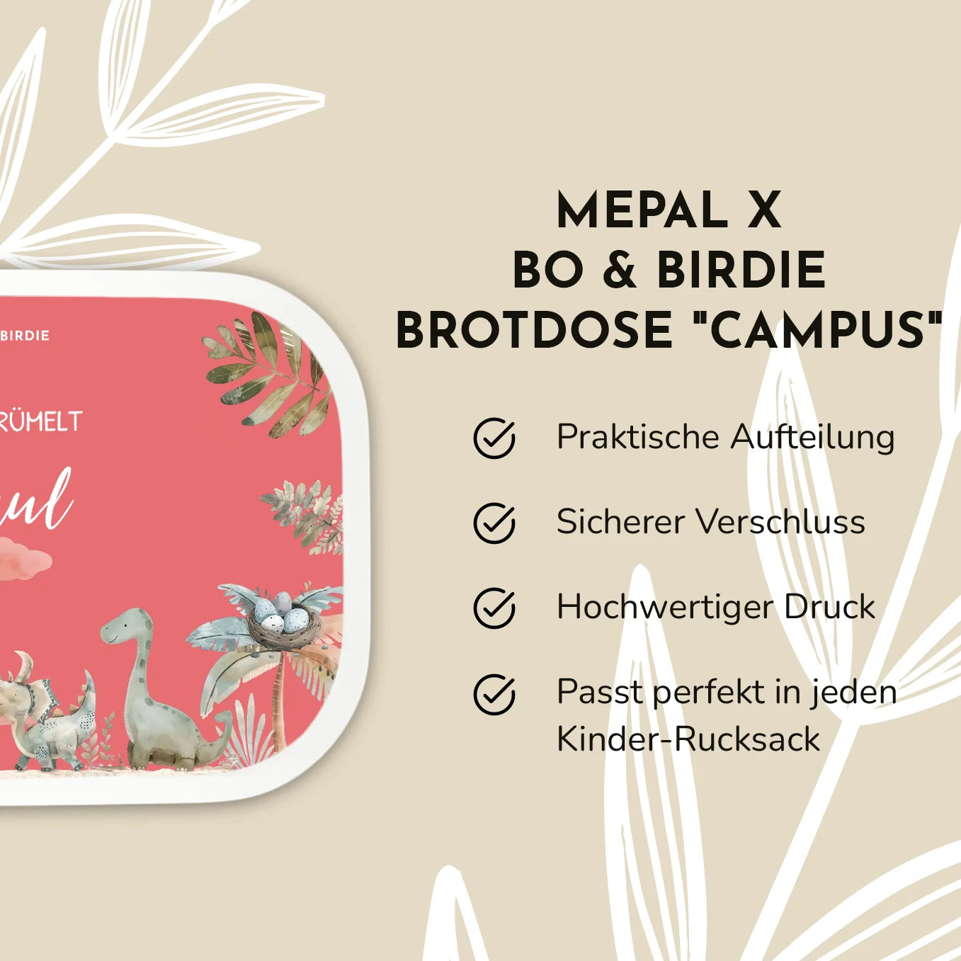 Personalisierte Mepal Brotdose "Dinosaurier" Bo & Birdie