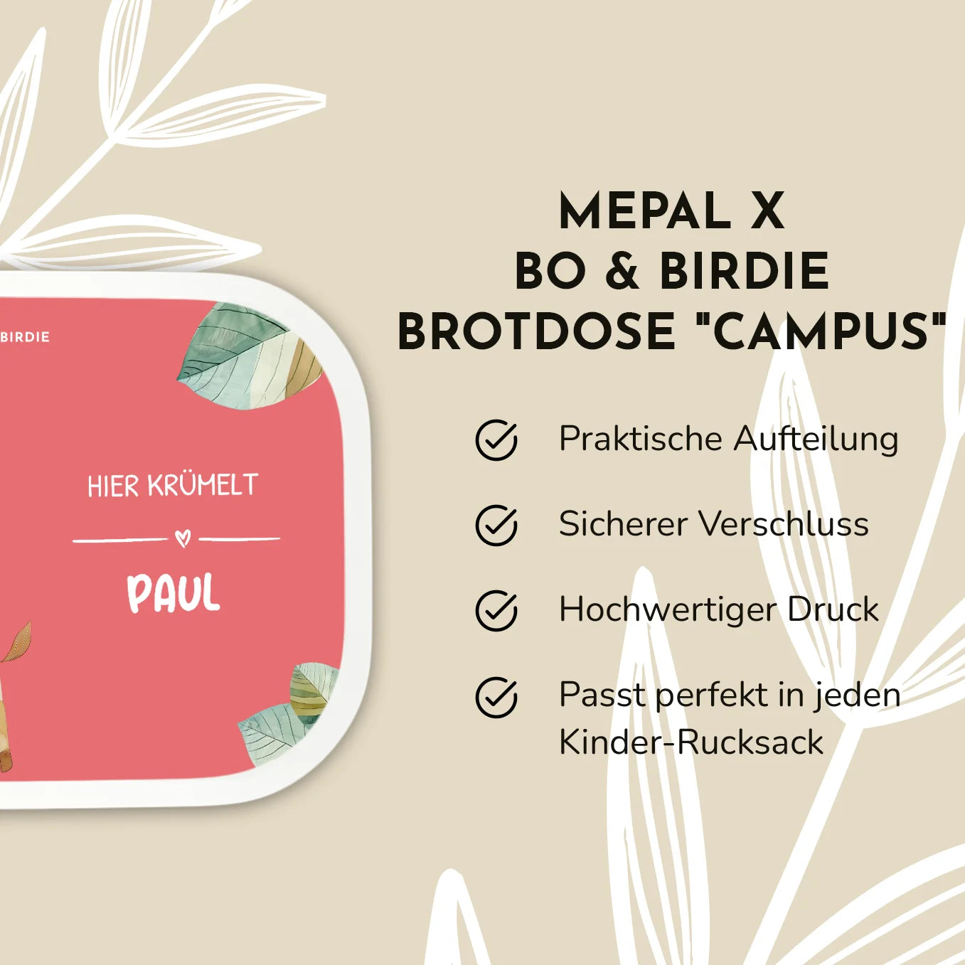 Personalisierte Mepal Brotdose "Wunschtier" Bo & Birdie