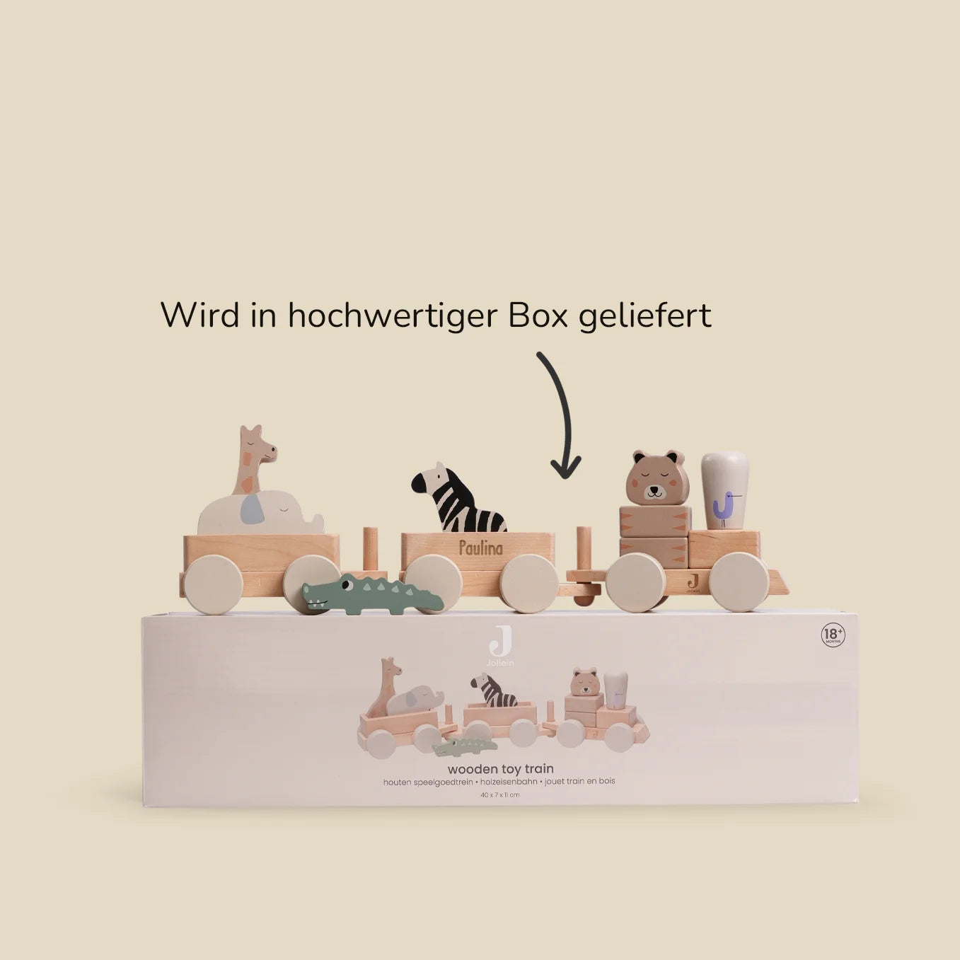 Personalisierte Holzeisenbahn "Dschungeltiere"
