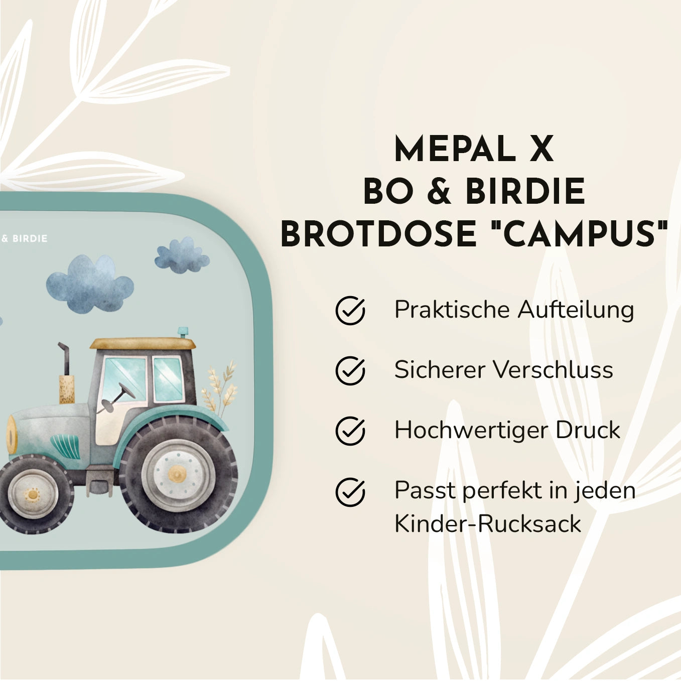 Personalisierte Mepal Brotdose & Trinkflasche "Traktor"