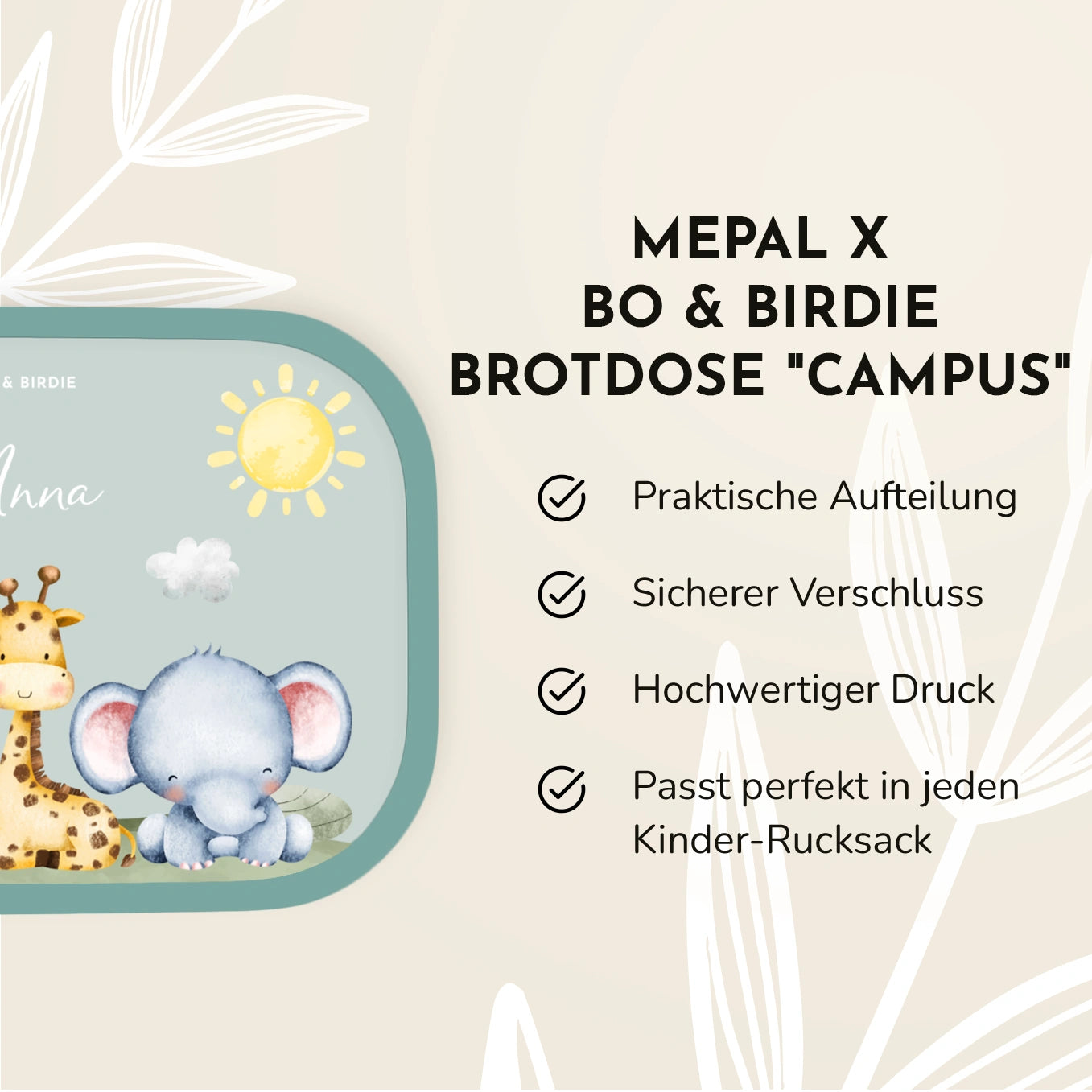 Personalisierte Mepal Brotdose & Trinkflasche "Mini Safari"