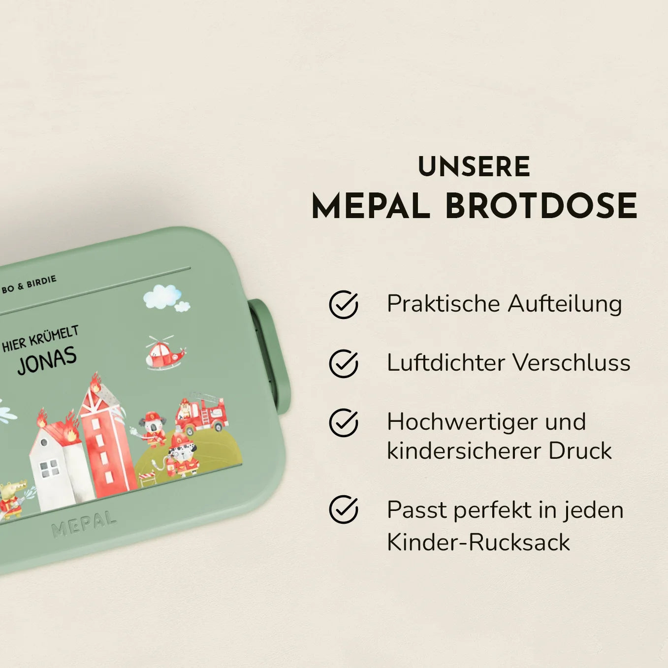 Personalisierte Mepal Bento Brotdose "Feuerwehr"