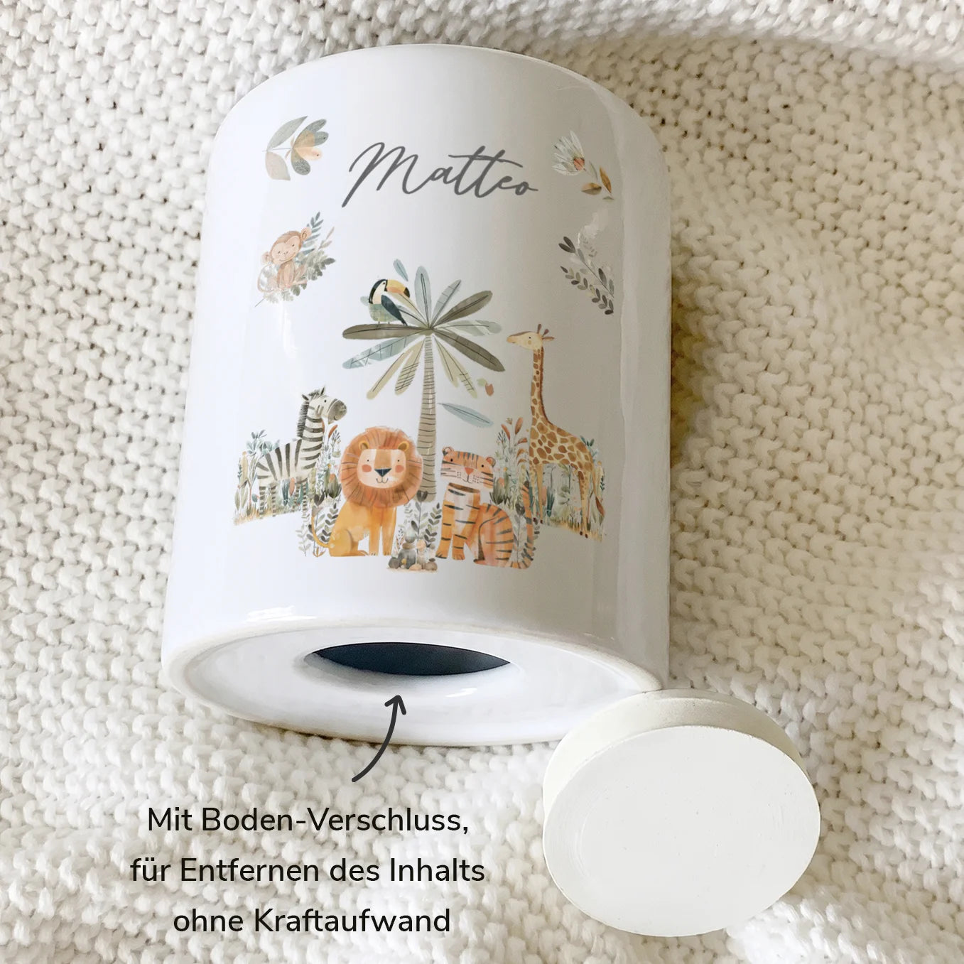 Personalisierte Keramik Spardose "Safari Tiere"