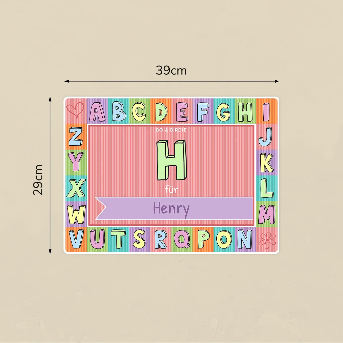 Personalisierte Tischunterlage "Alphabet"