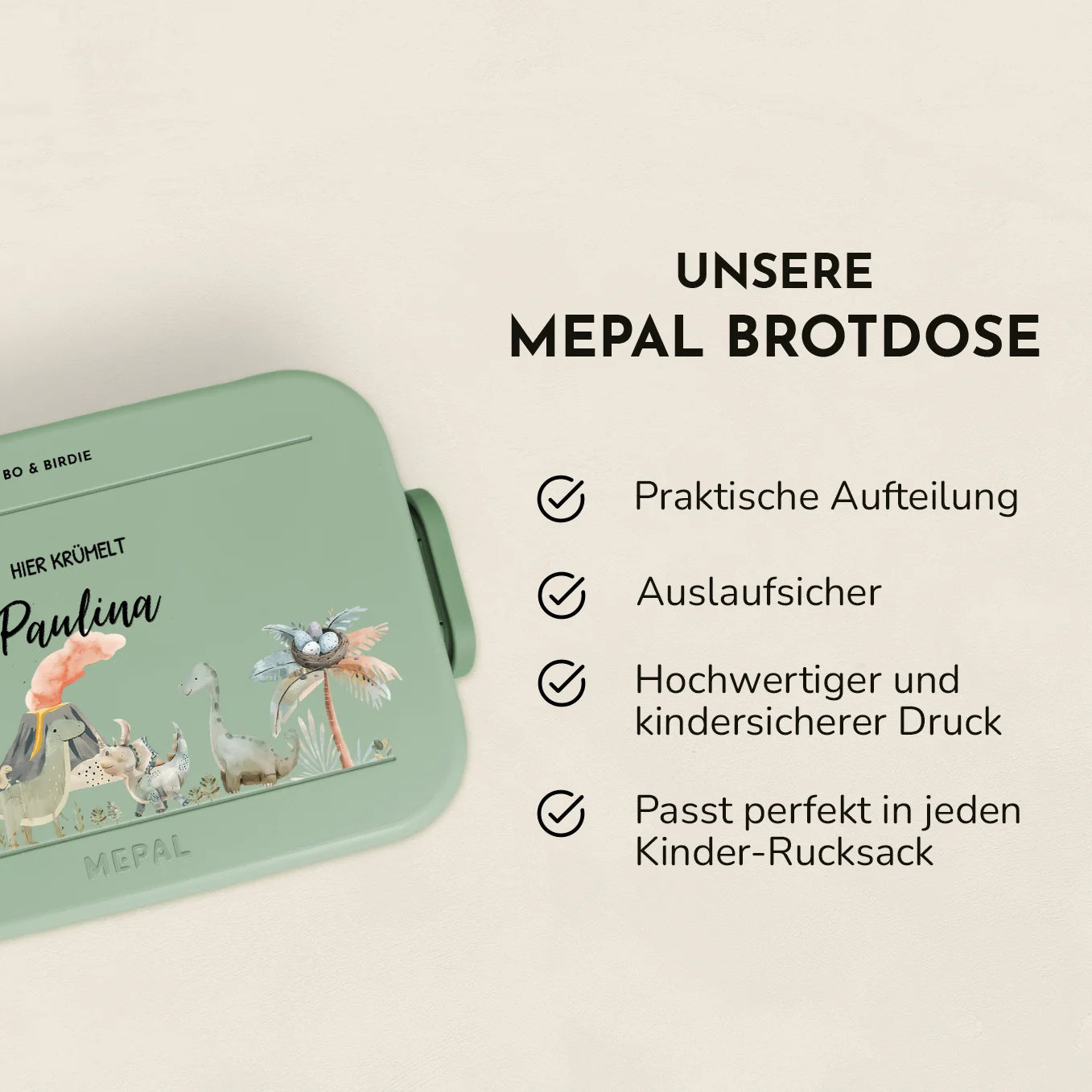 Personalisierte Mepal Brotdose "Boho Dinosaurier"