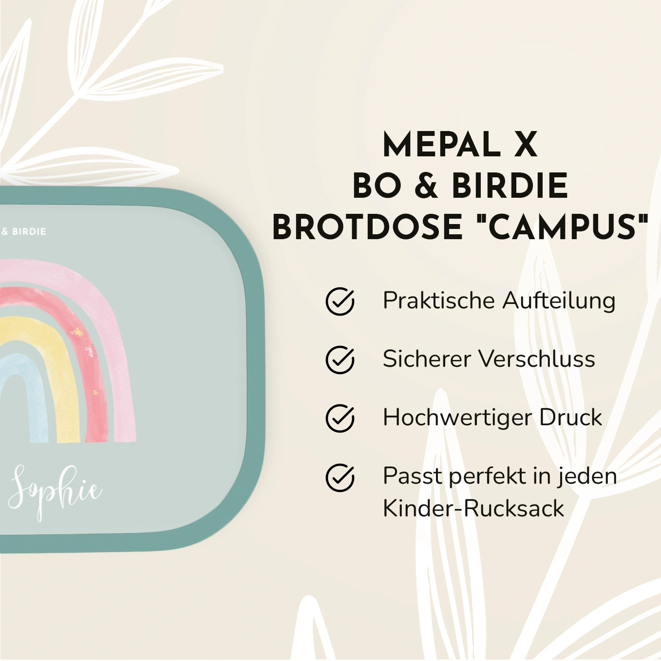 Personalisierte Mepal Brotdose & Trinkflasche "Regenbogen"