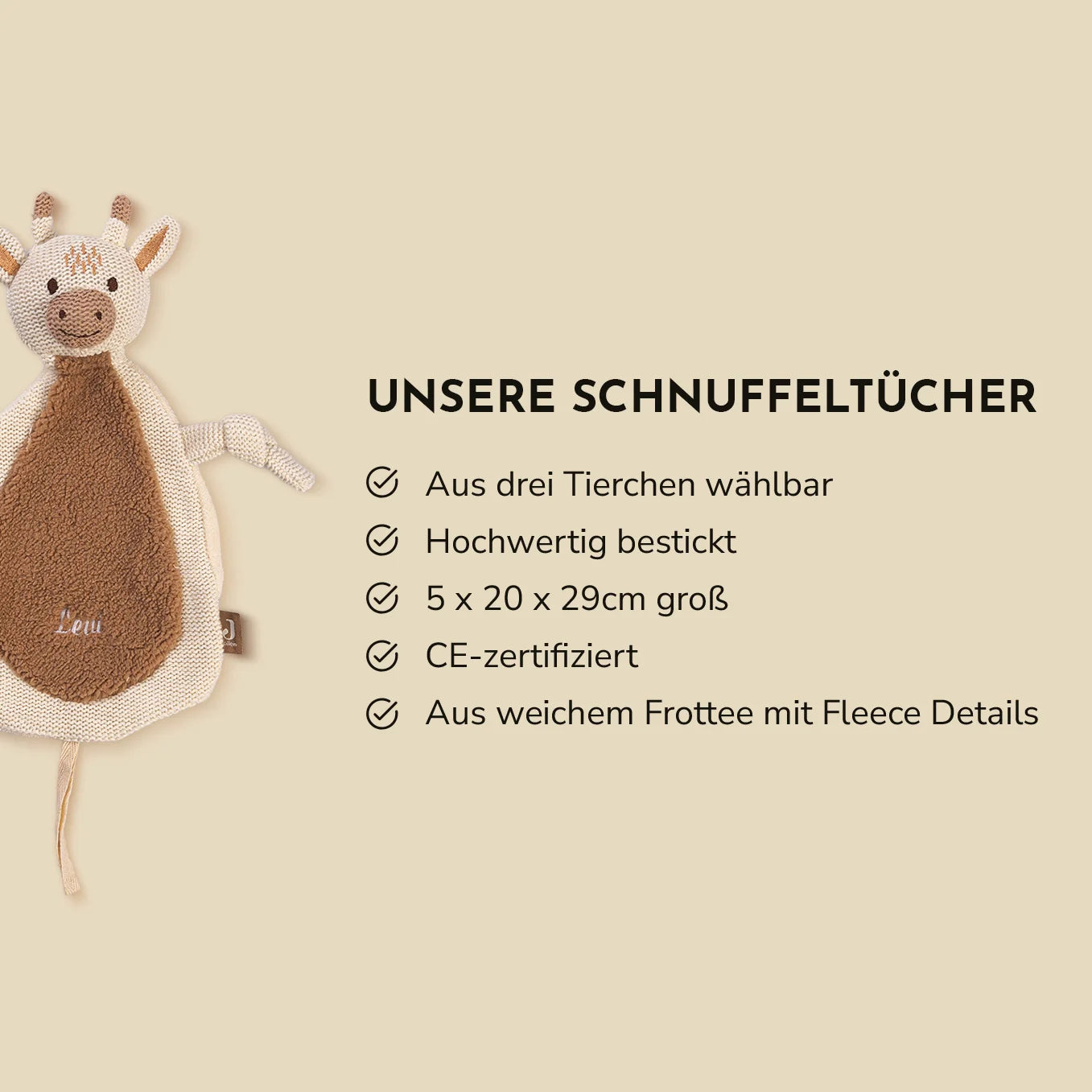 Personalisiertes Schnuffeltuch bestickt "Wunschtier"