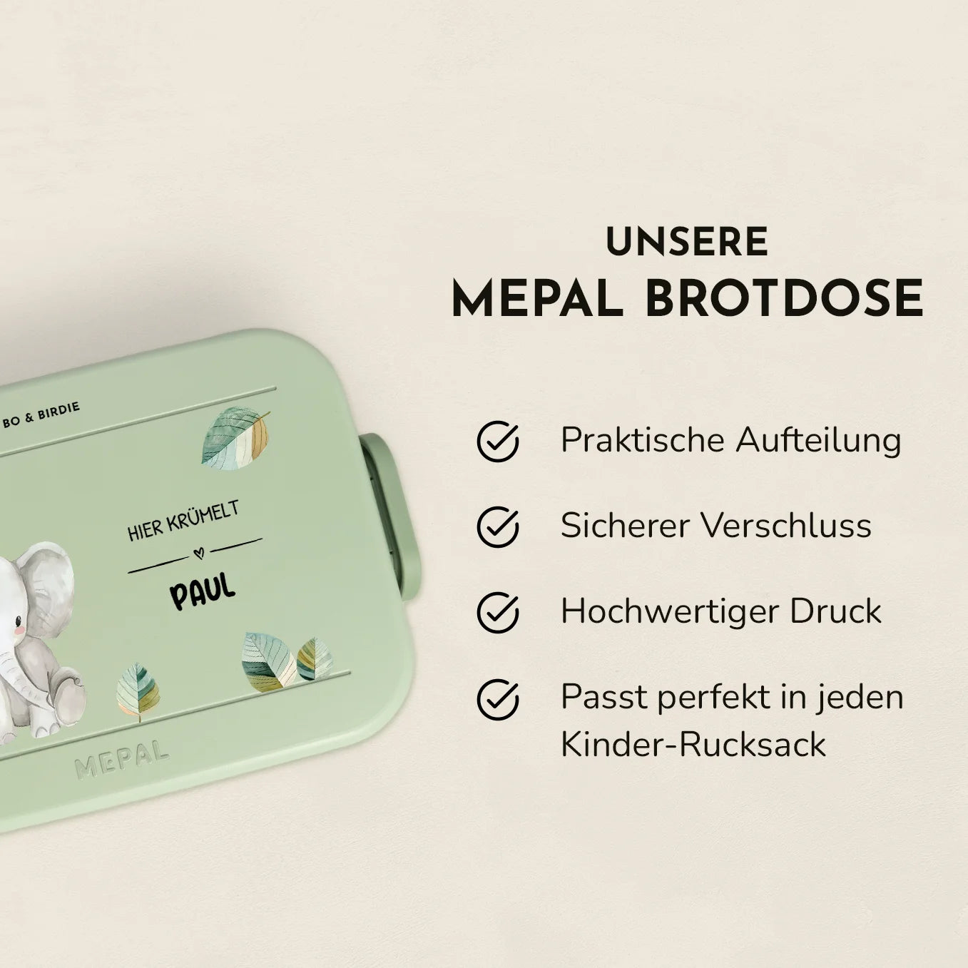 Personalisierte Mepal Brotdose "Lieblingstier" Bo & Birdie