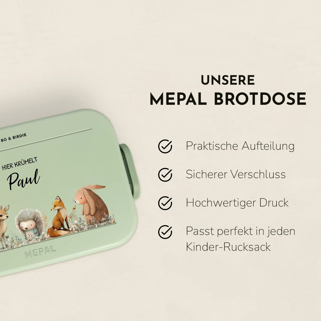 Personalisierte Mepal Brotdose "Waldtiere" Bo & Birdie