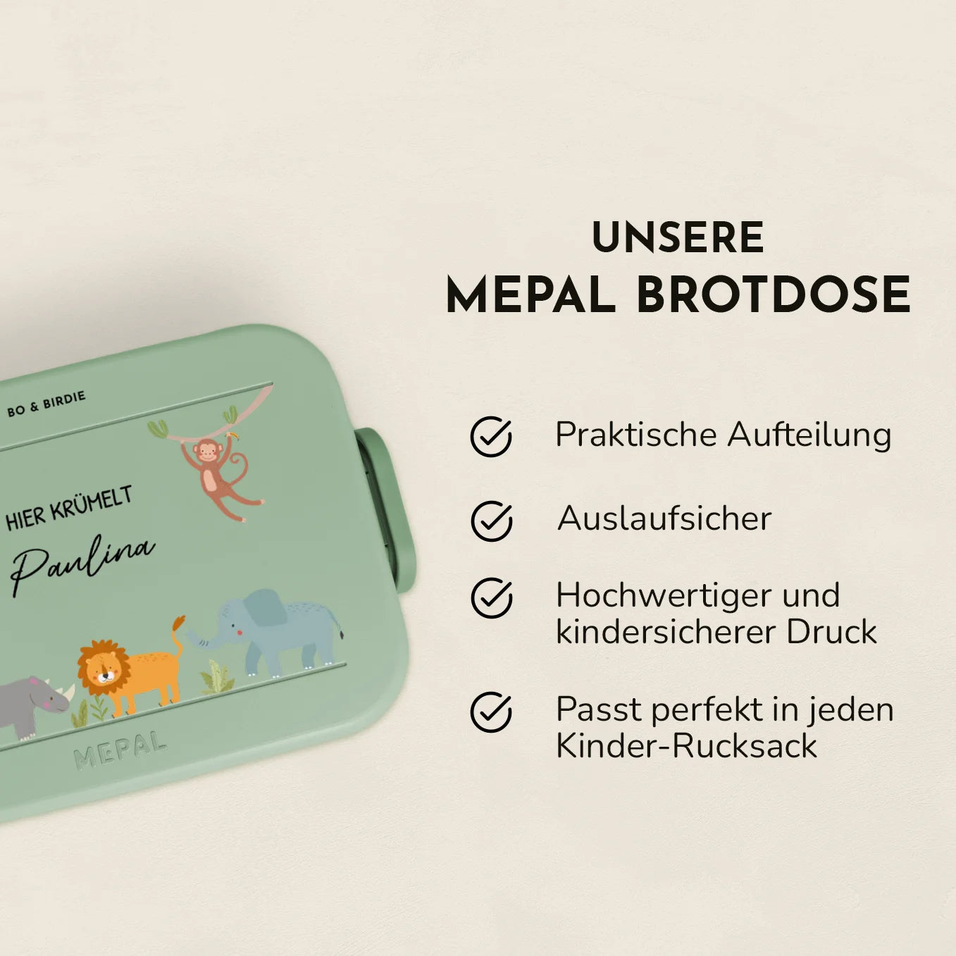 Personalisierte Mepal Brotdose "Tiere im Dschungel"