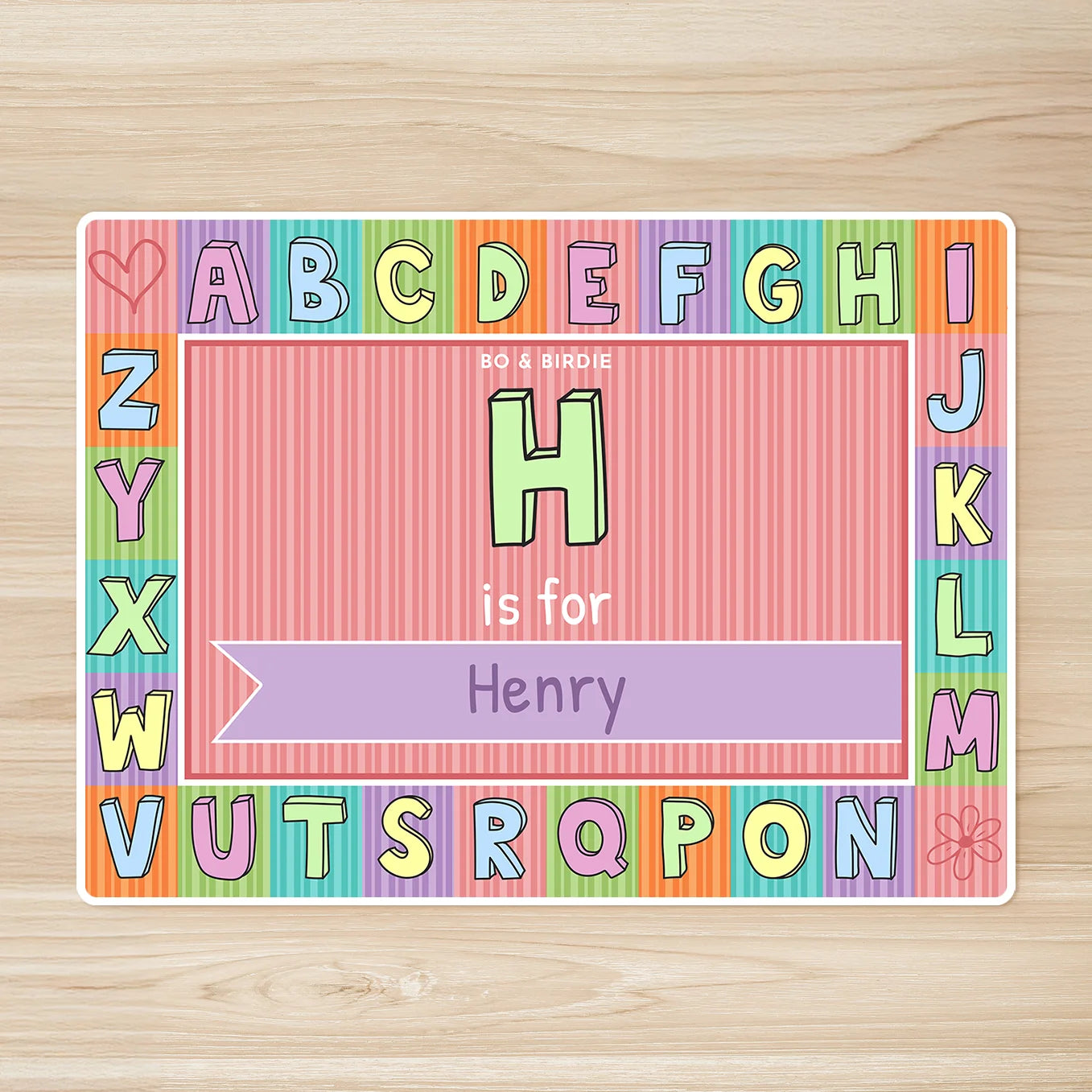 Personalisierte Tischunterlage "Alphabet"
