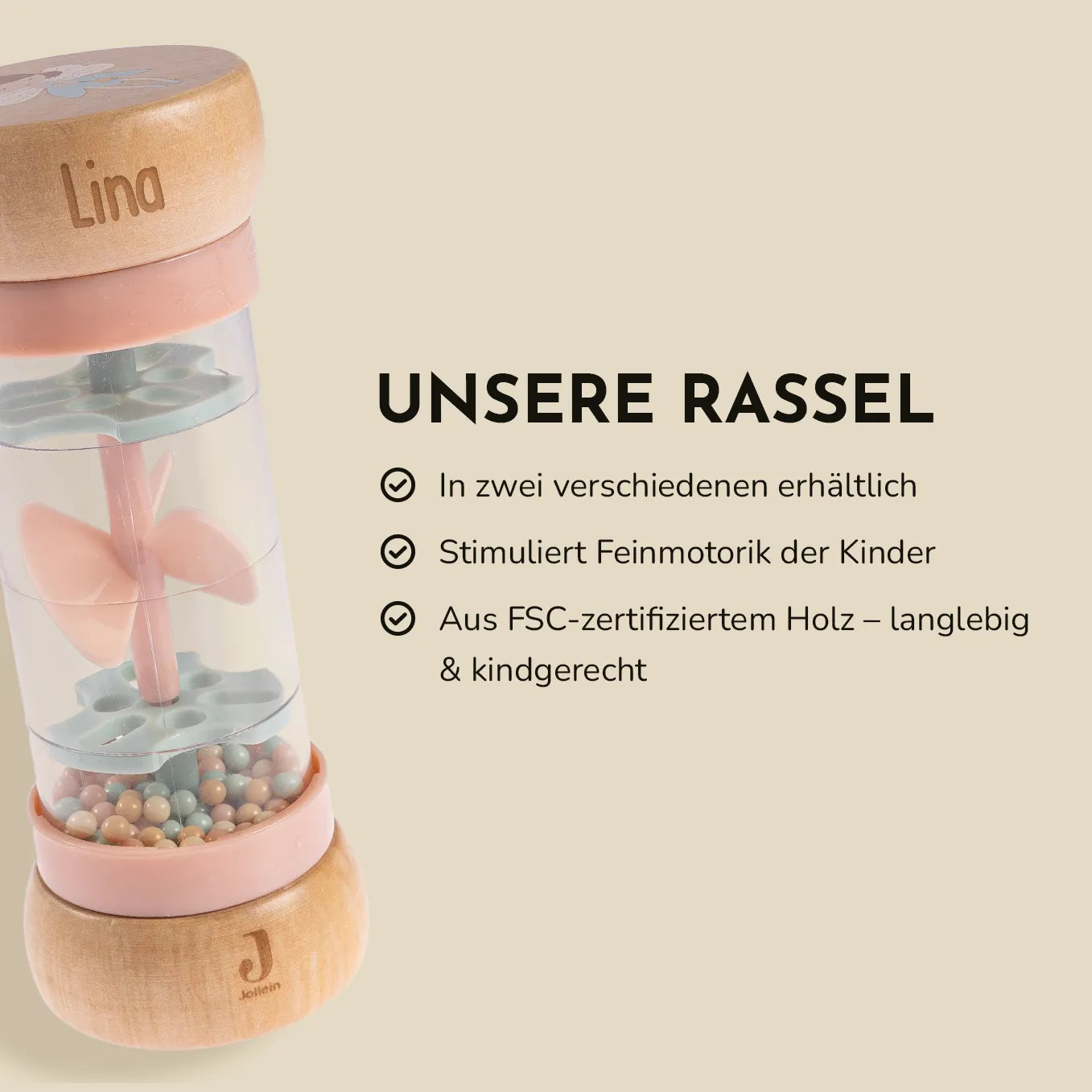 Personalisierte Regenmacher Rassel "Kleine Entdecker"
