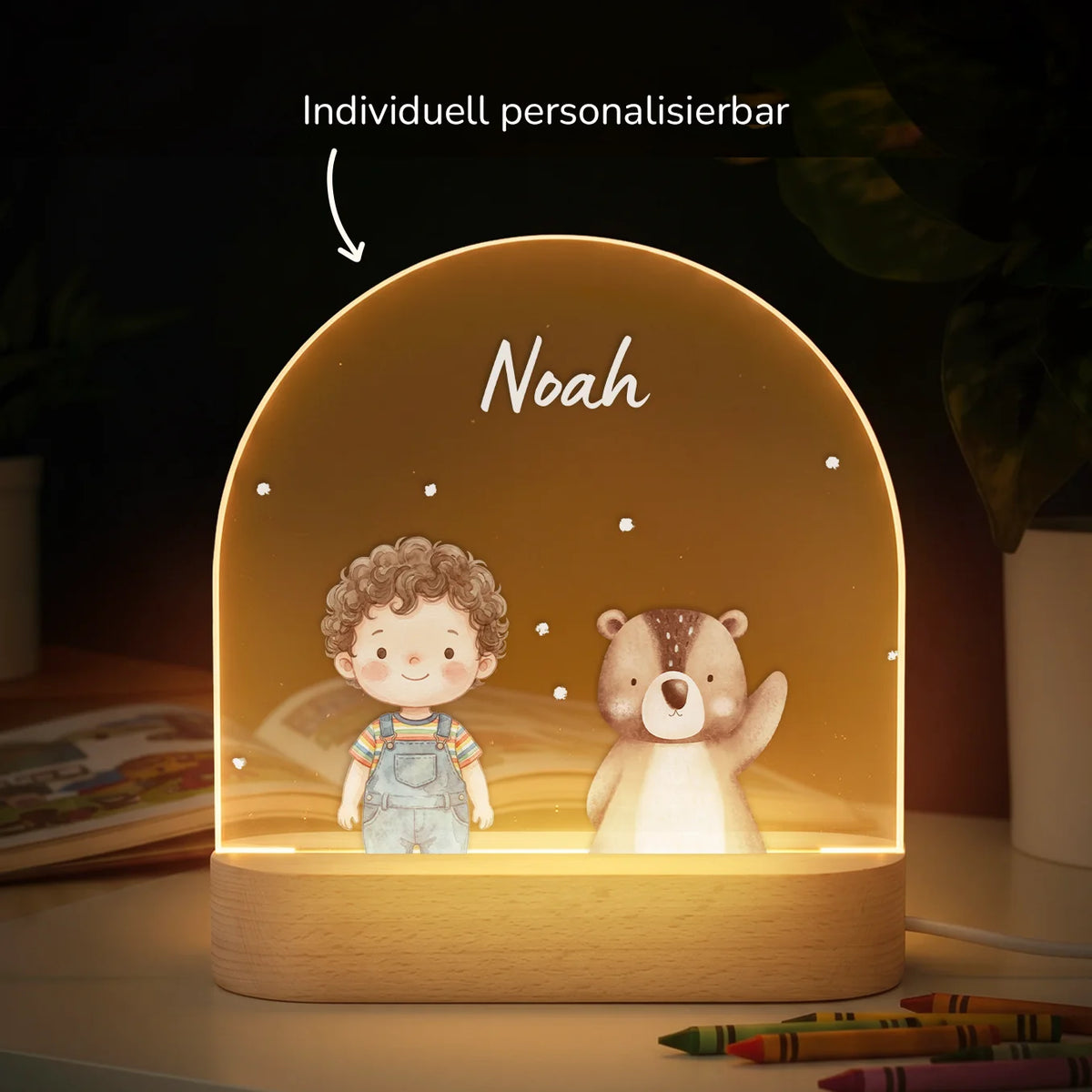 Lieblingstiere-Nachtlicht mit Namen, Hinweis „Individuell personalisierbar“