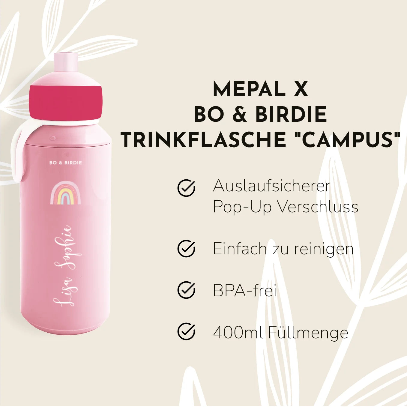 Personalisierte Mepal Brotdose & Trinkflasche "Regenbogen"